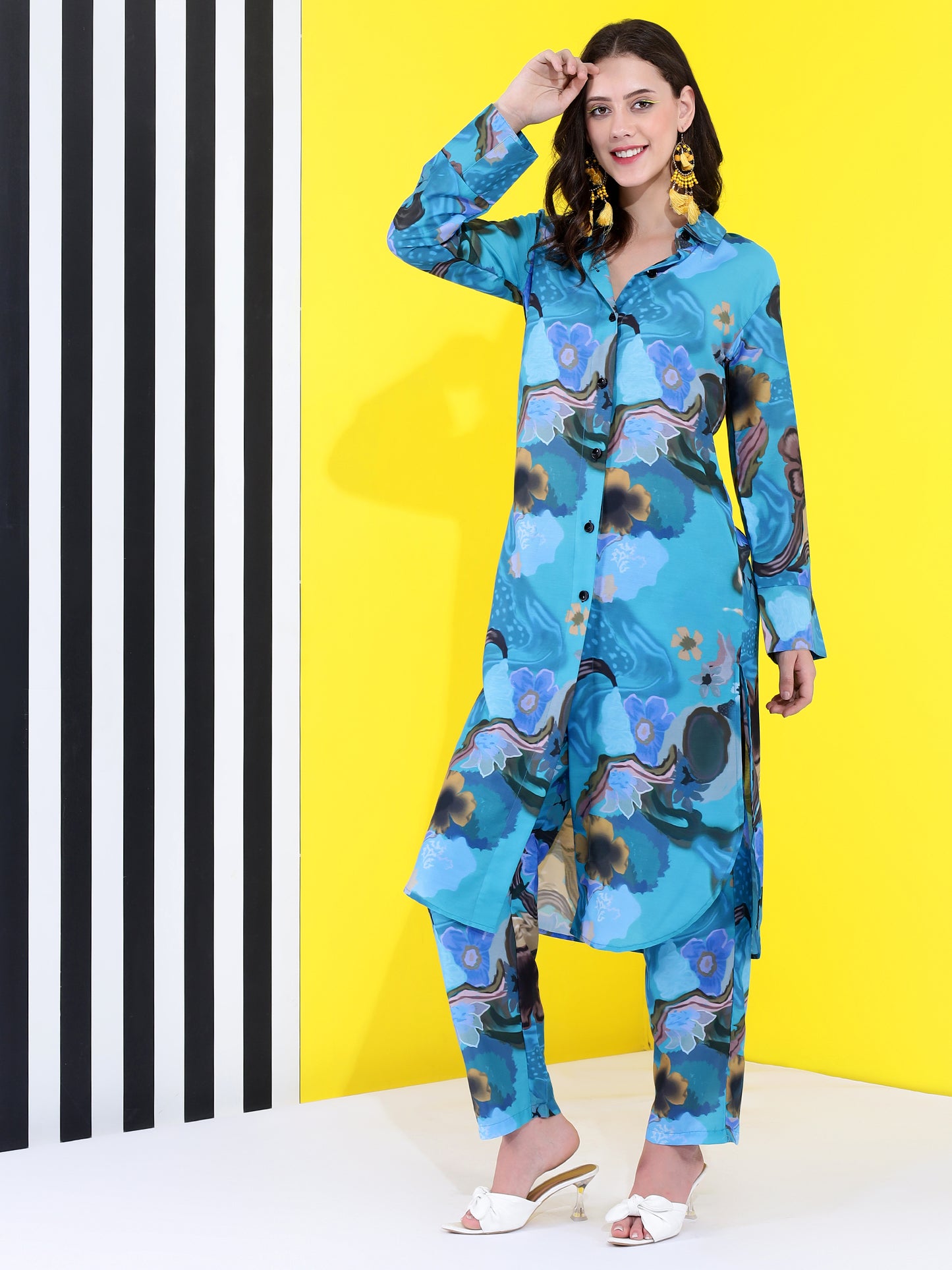 Summer solistic Coord set long shirt style of 2