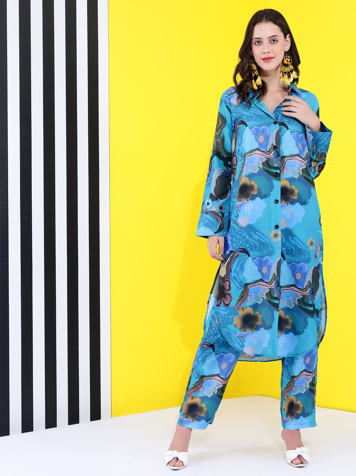 Summer solistic Coord set long shirt style of 2