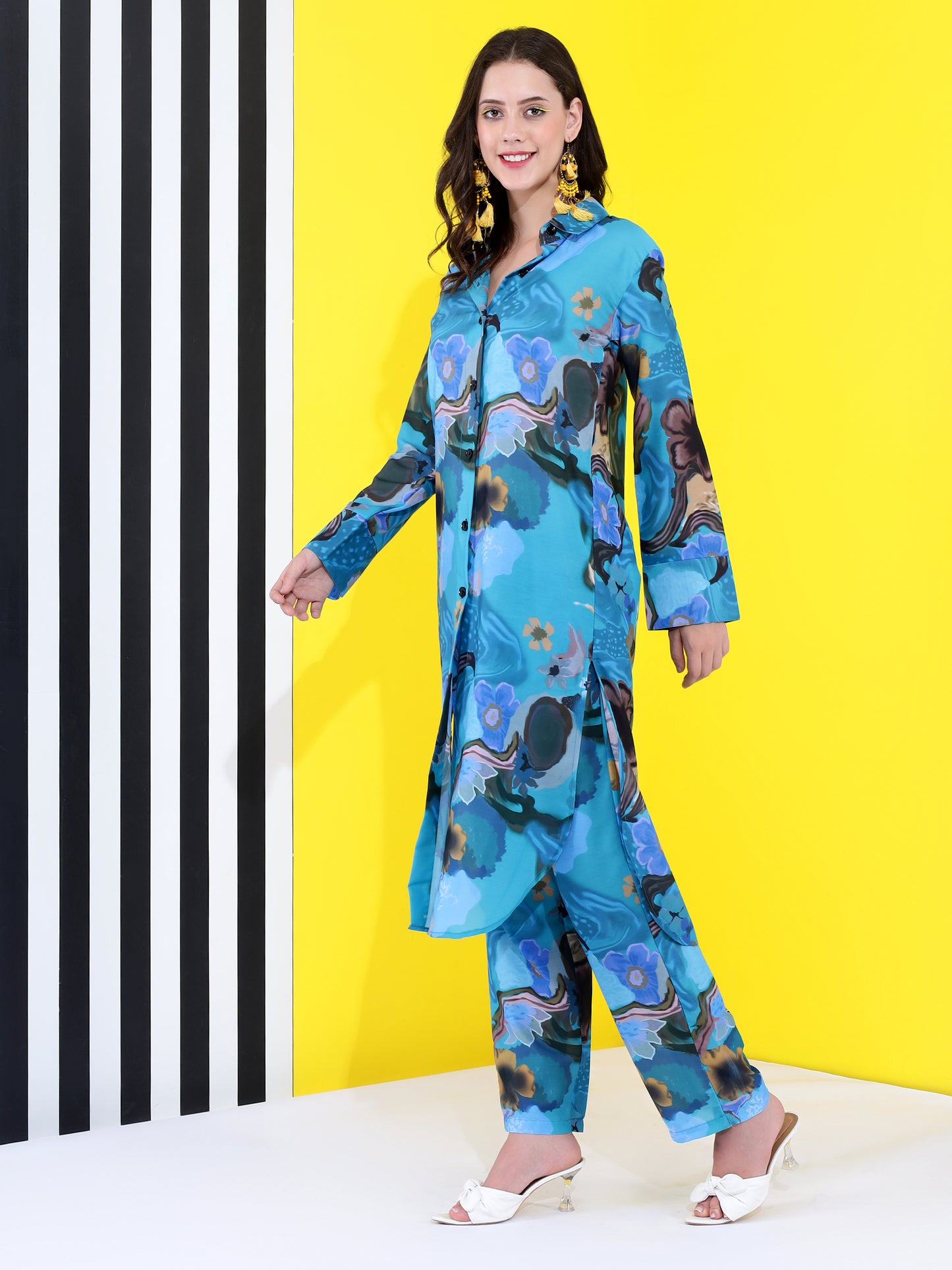 Summer solistic Coord set long shirt style of 2