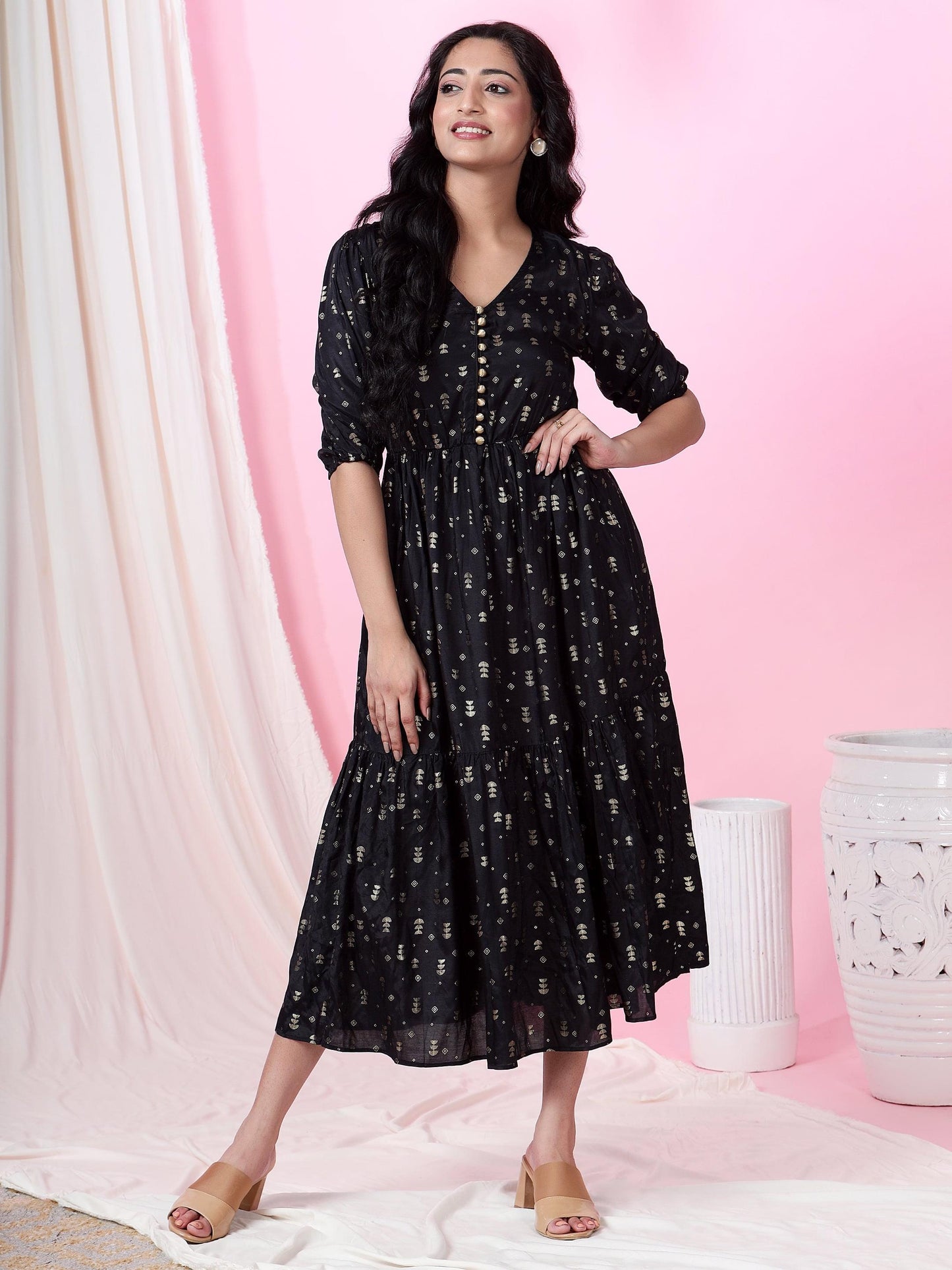 Cosmic Connection Printed Kaftan Dress
