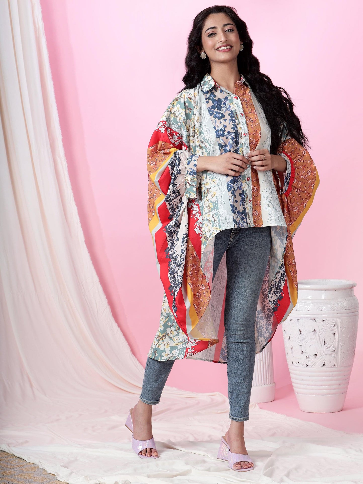 Seaside Serenity Printed Kaftan Style Top