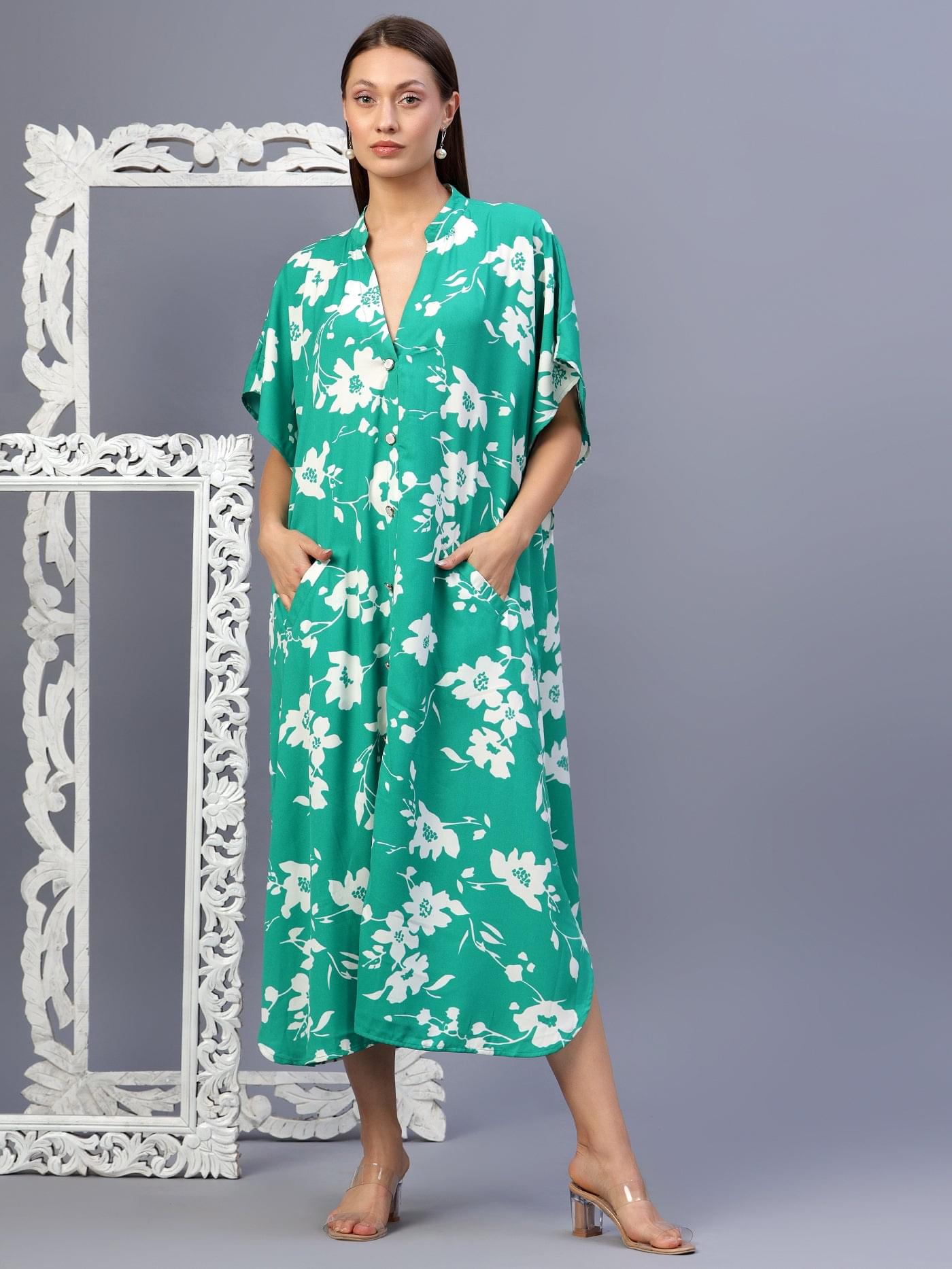 Floral Print Kaftan Dress