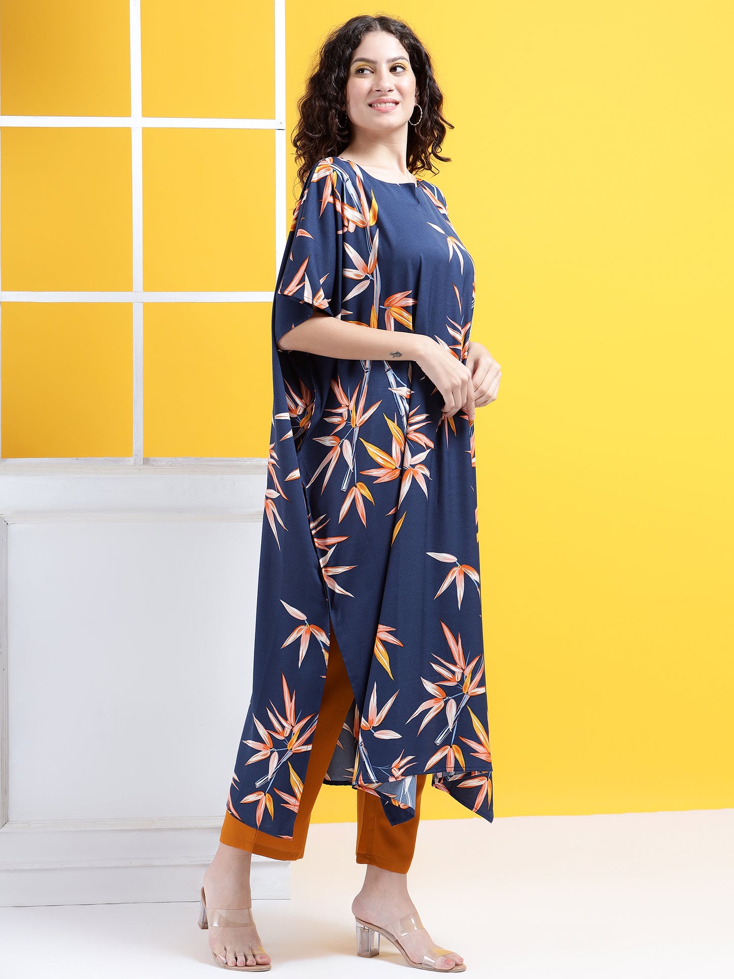 Vibrant Blossom Kaftan Style Suit - Set of 2