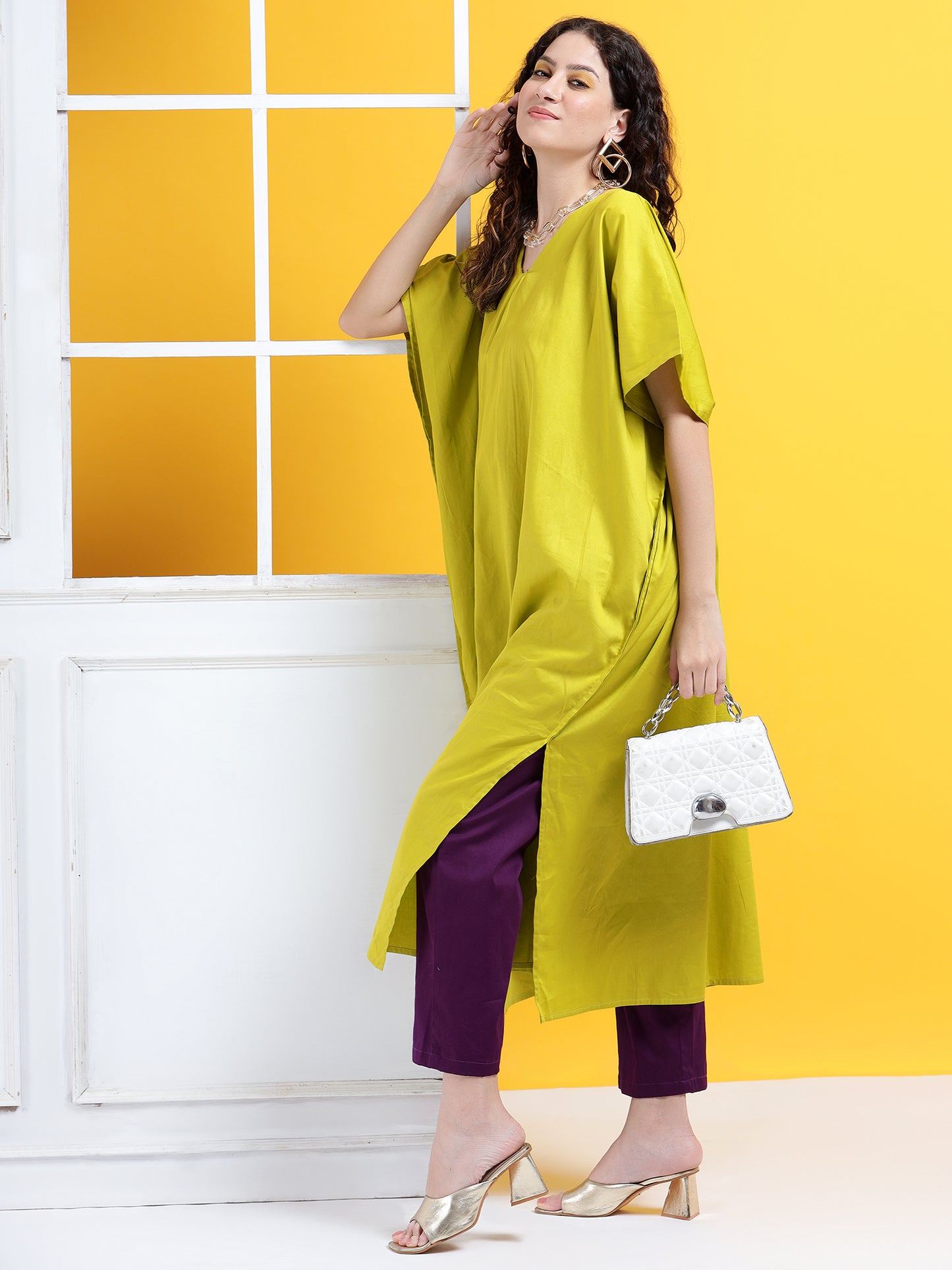 Solid Sophistication Kaftan Style Suit- Set of 2