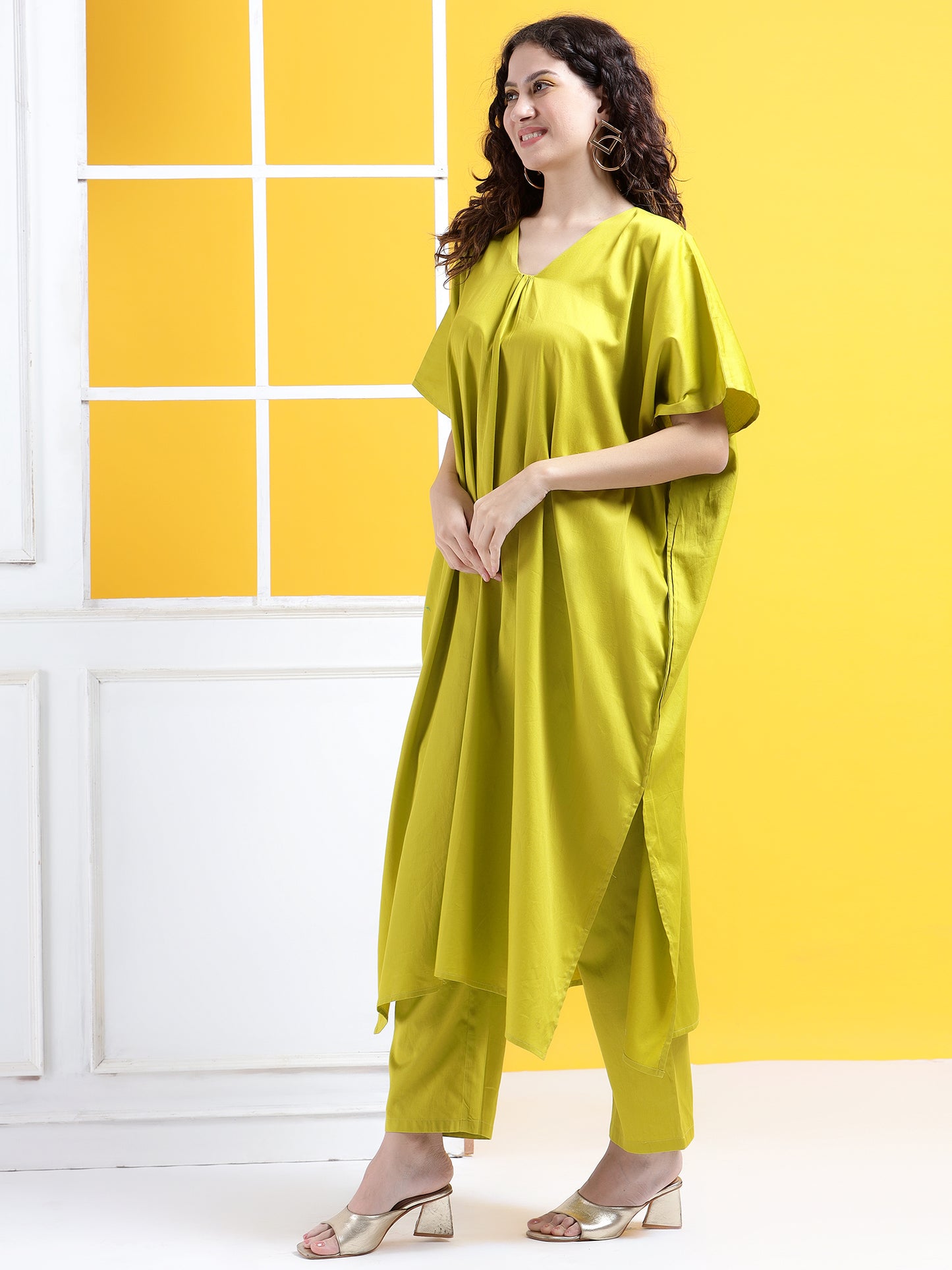 Solid Sophistication Kaftan Style Suit- Set of 2