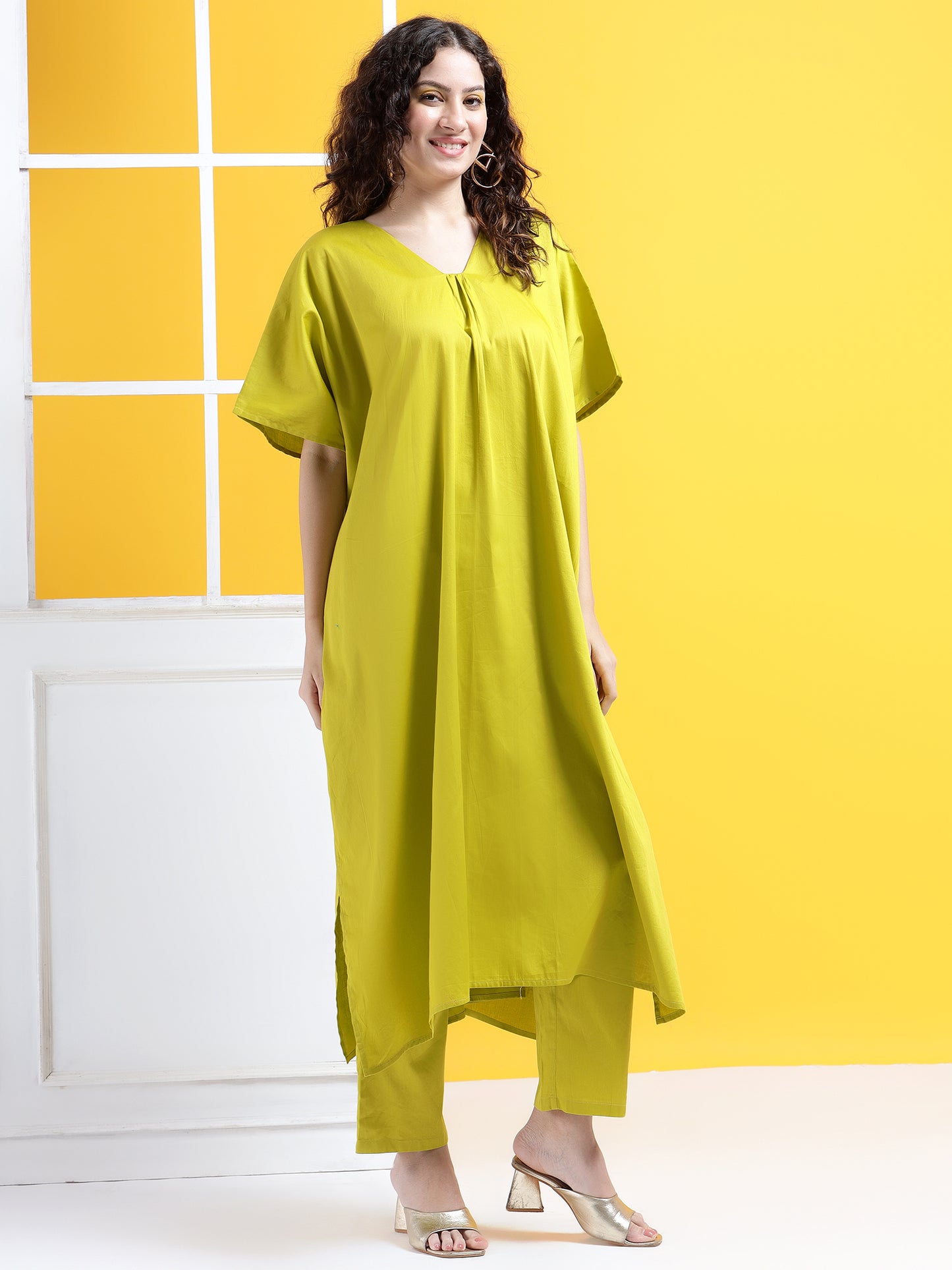Solid Sophistication Kaftan Style Suit- Set of 2