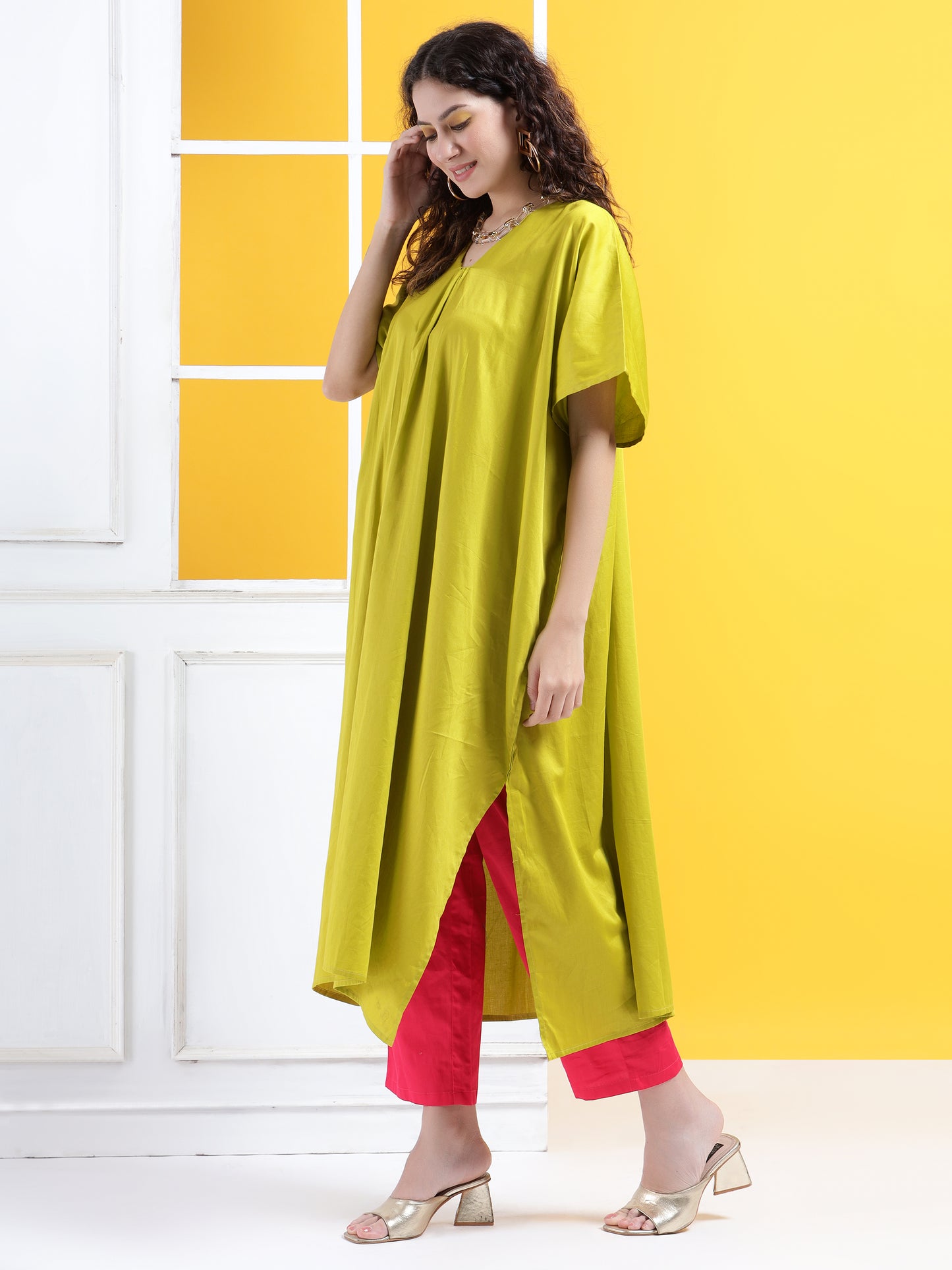 Solid Sophistication Kaftan Style Suit- Set of 2