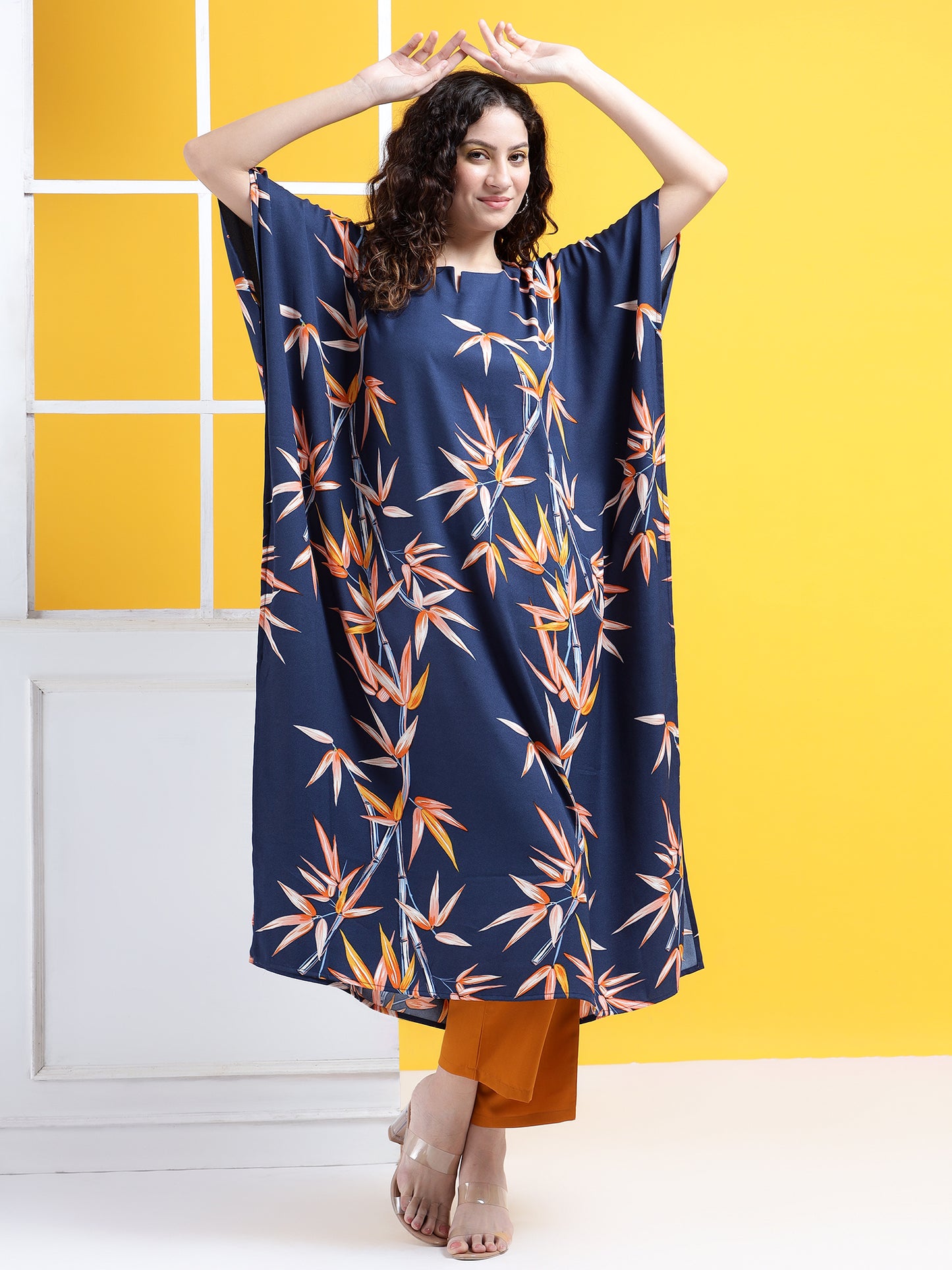 Vibrant Blossom Kaftan Style Suit - Set of 2