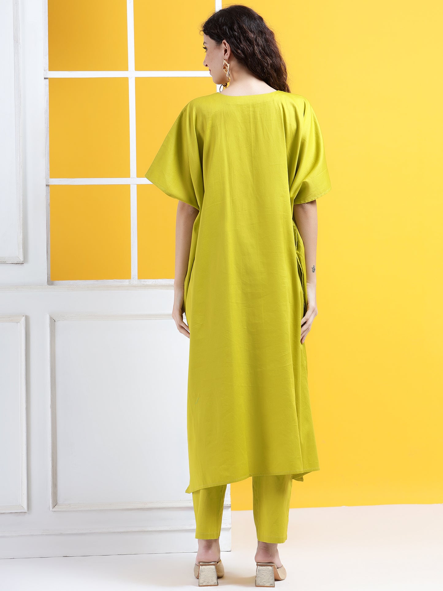 Solid Sophistication Kaftan Style Suit- Set of 2