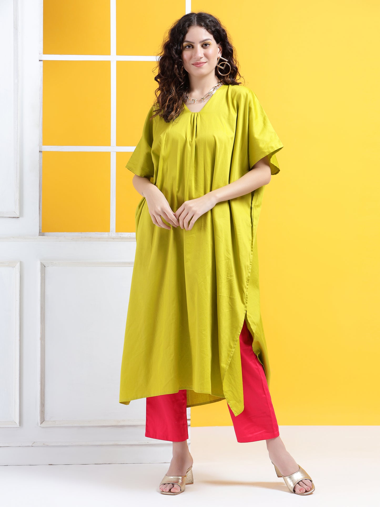 Solid Sophistication Kaftan Style Suit- Set of 2