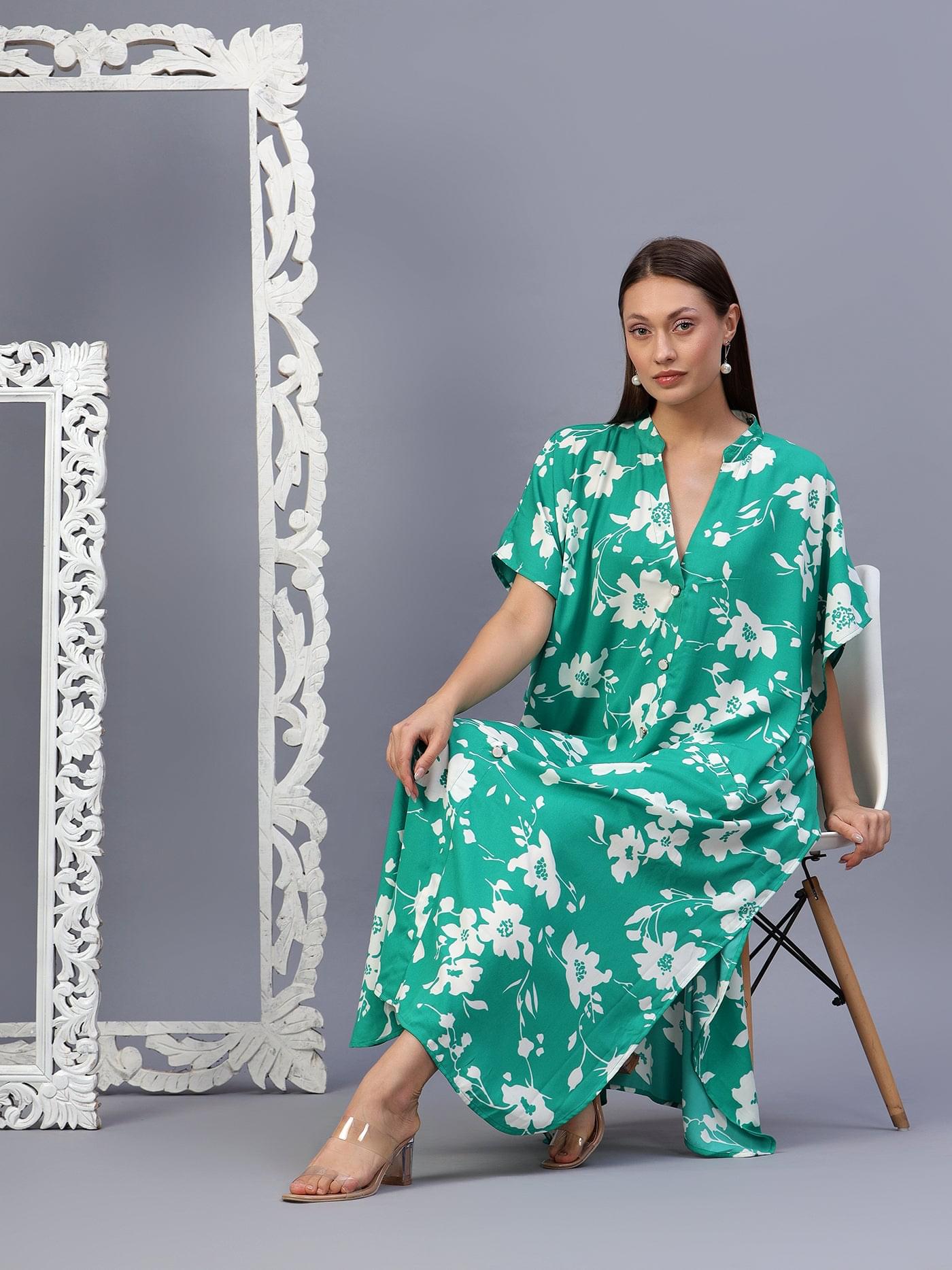 Floral Print Kaftan Dress
