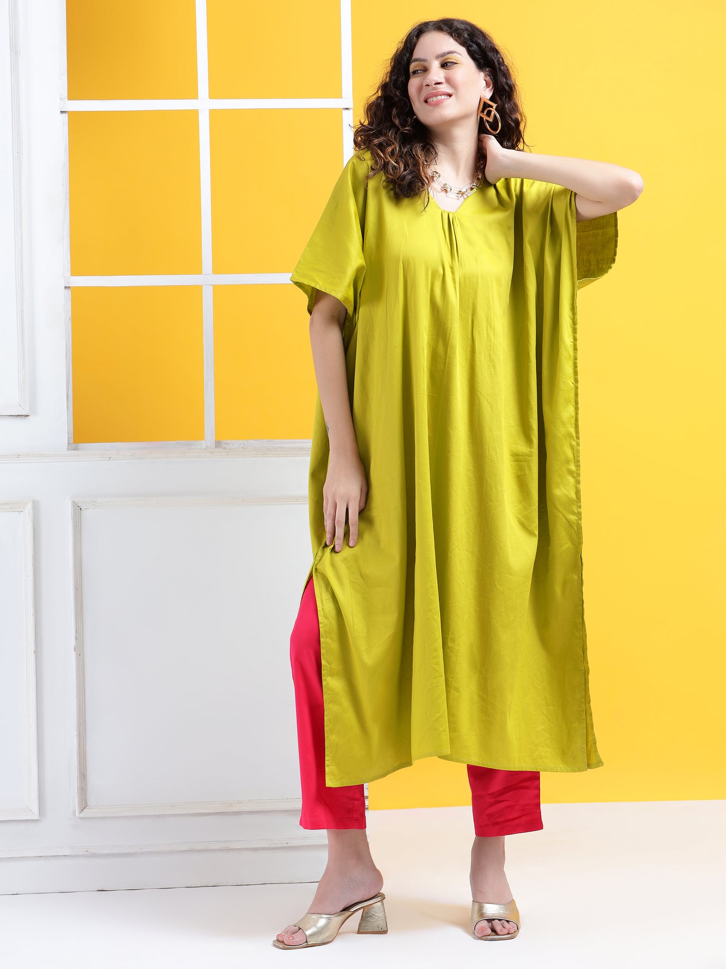 Solid Sophistication Kaftan Style Suit- Set of 2