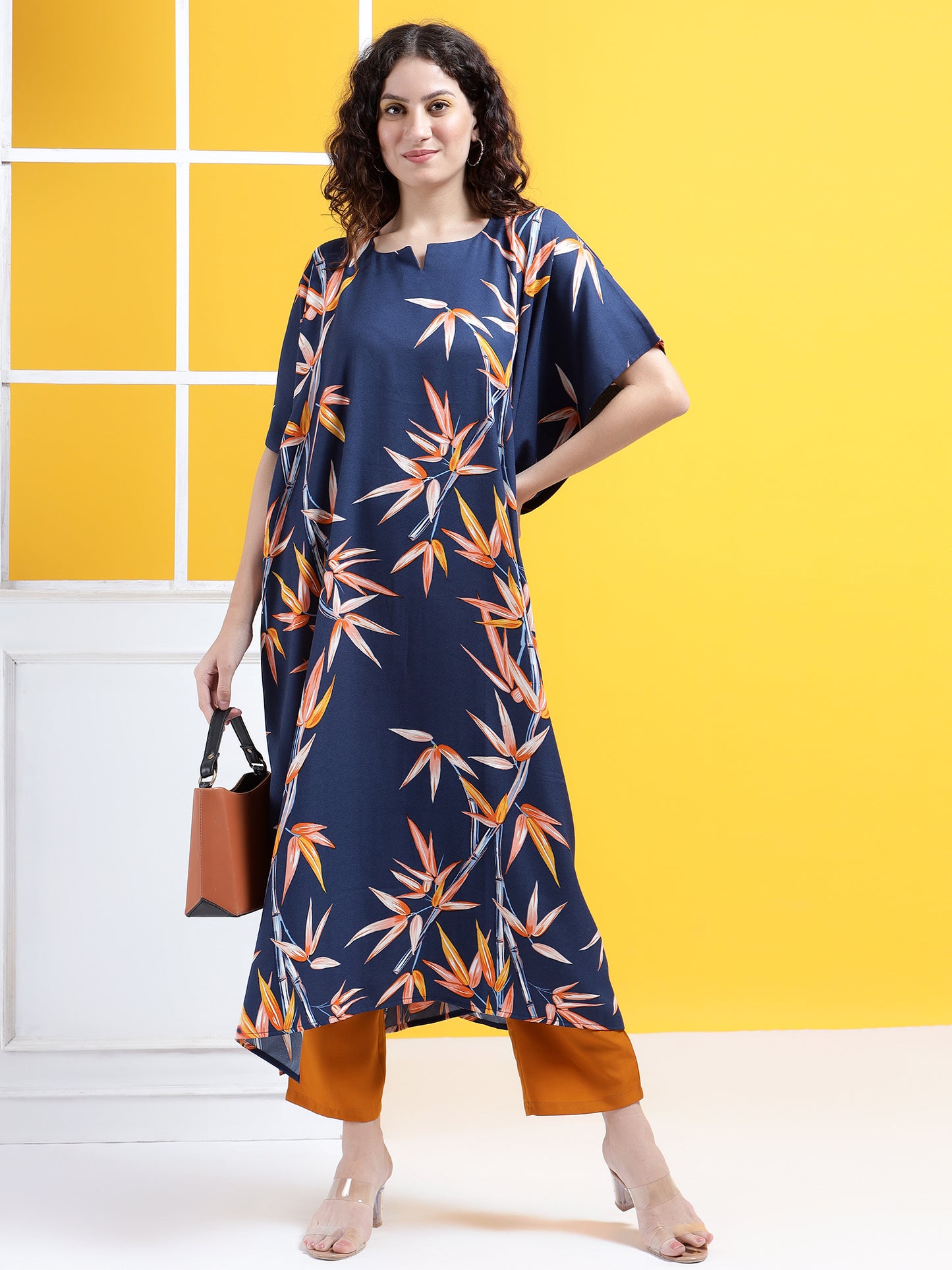 Vibrant Blossom Kaftan Style Suit - Set of 2