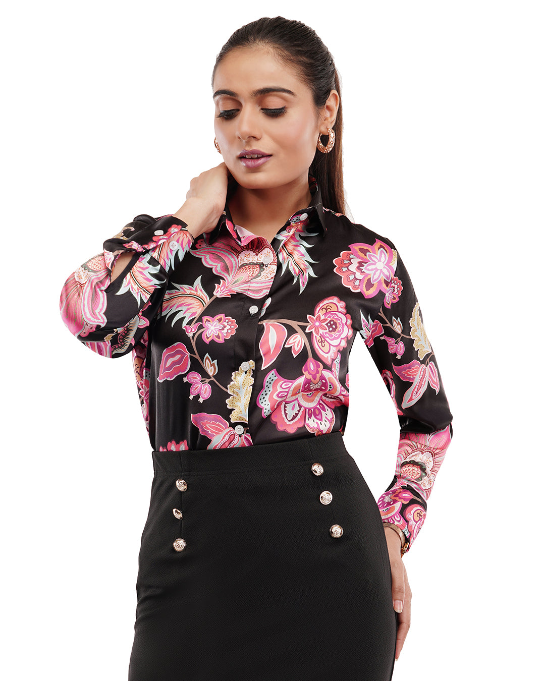 HOK printed pink casual shirt