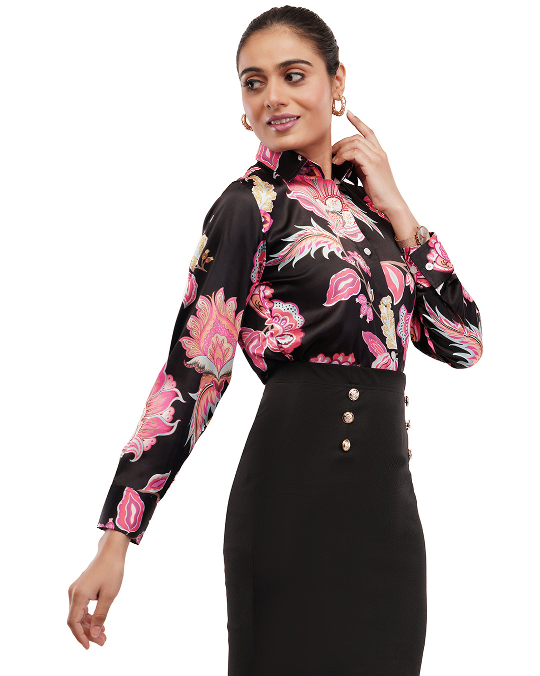 HOK printed pink casual shirt