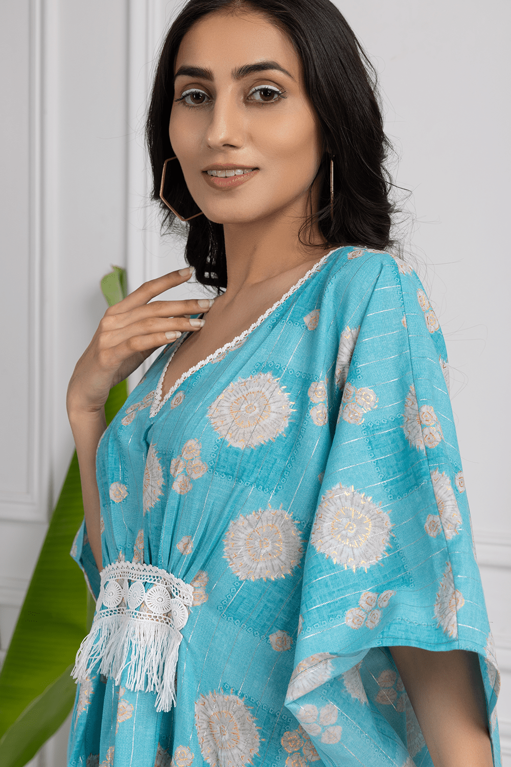 Oceanic Blue Printed Kaftan Dress