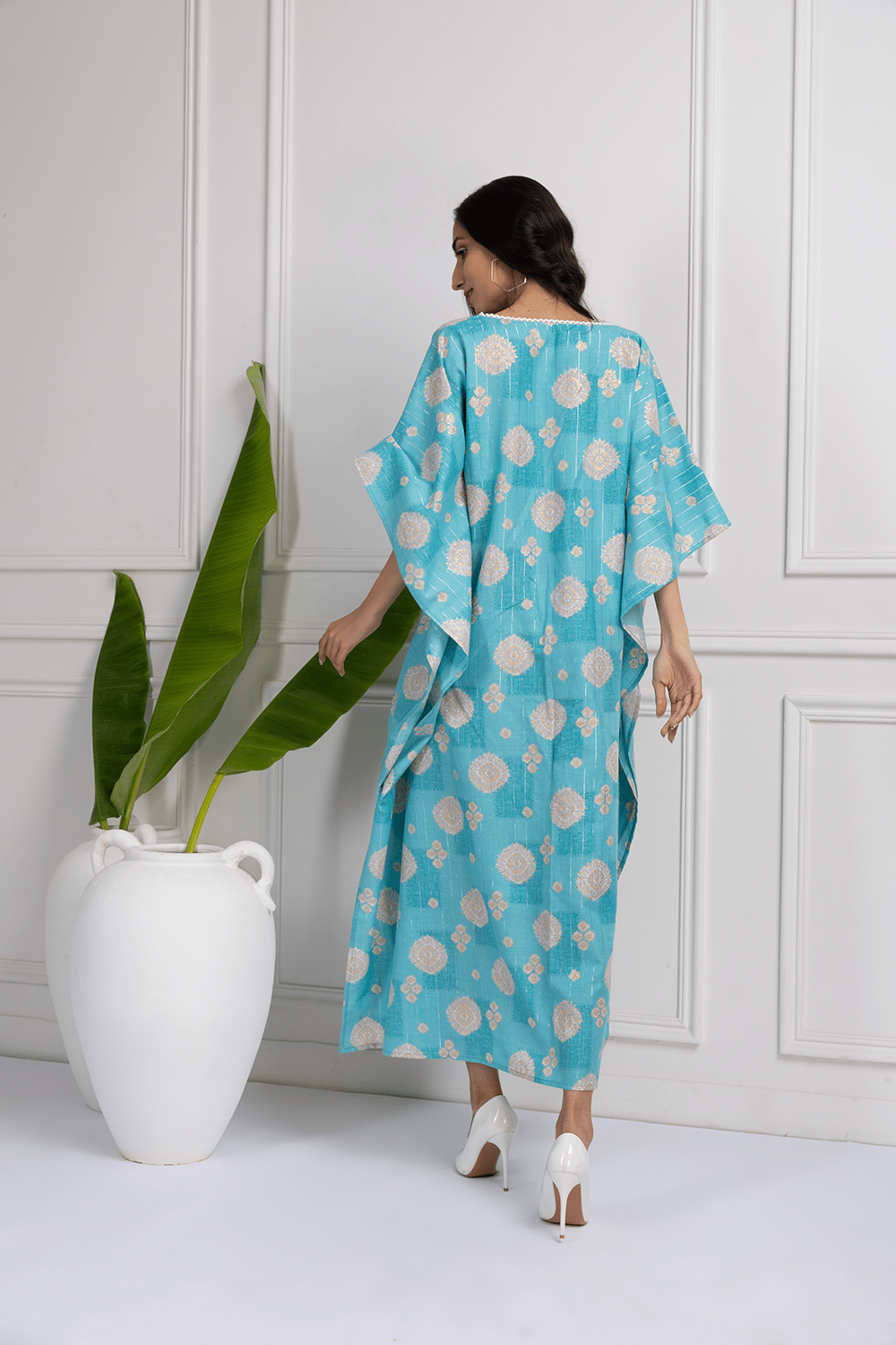 Oceanic Blue Printed Kaftan Dress