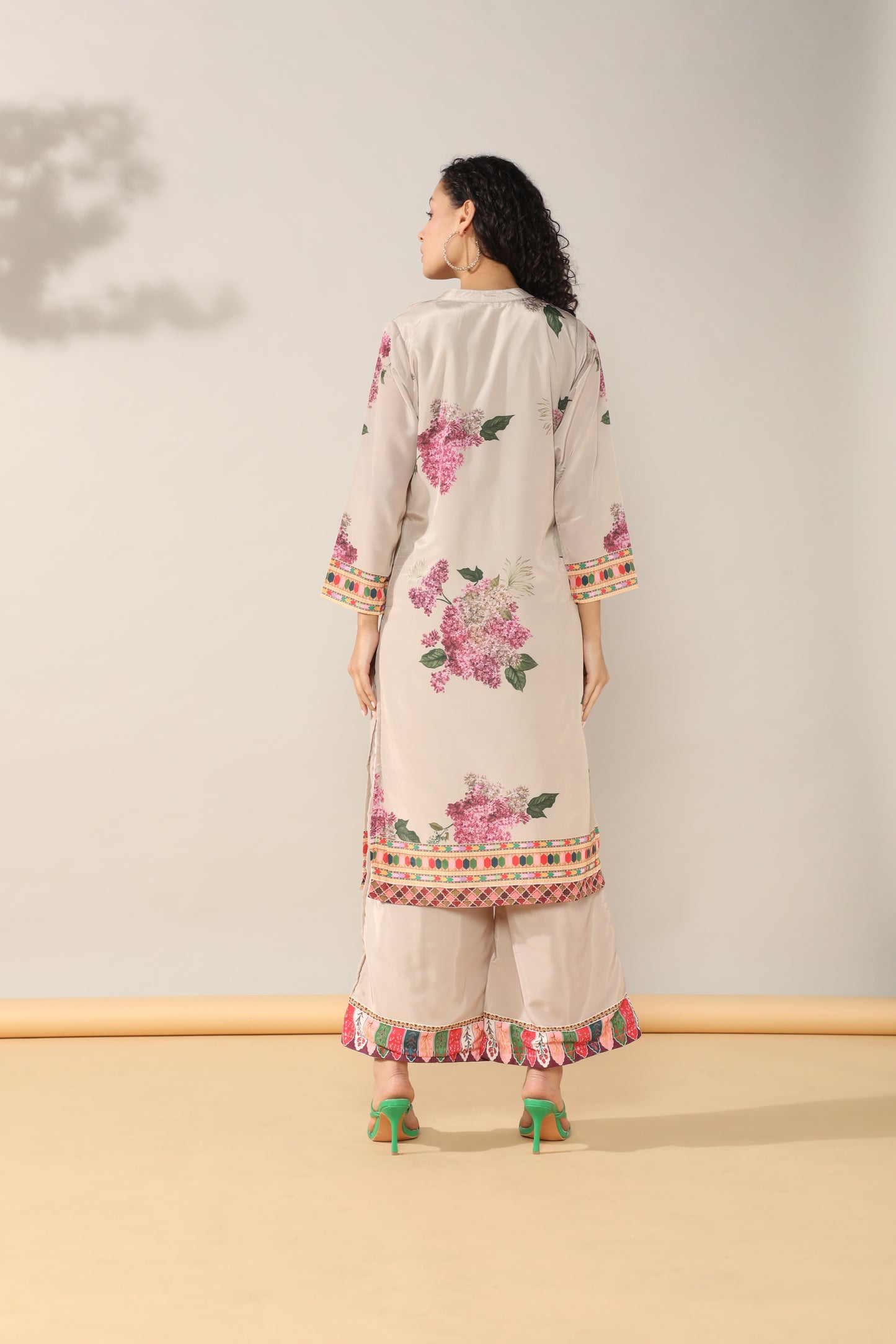 Elegance in Beige Print Suit Set with Dupatta
