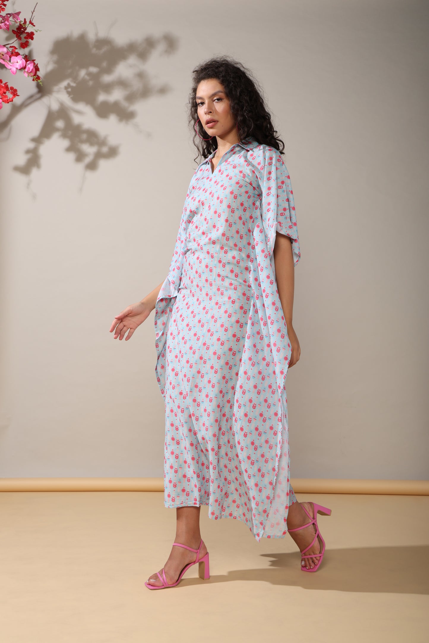 Chic cascades long kaftan dress
