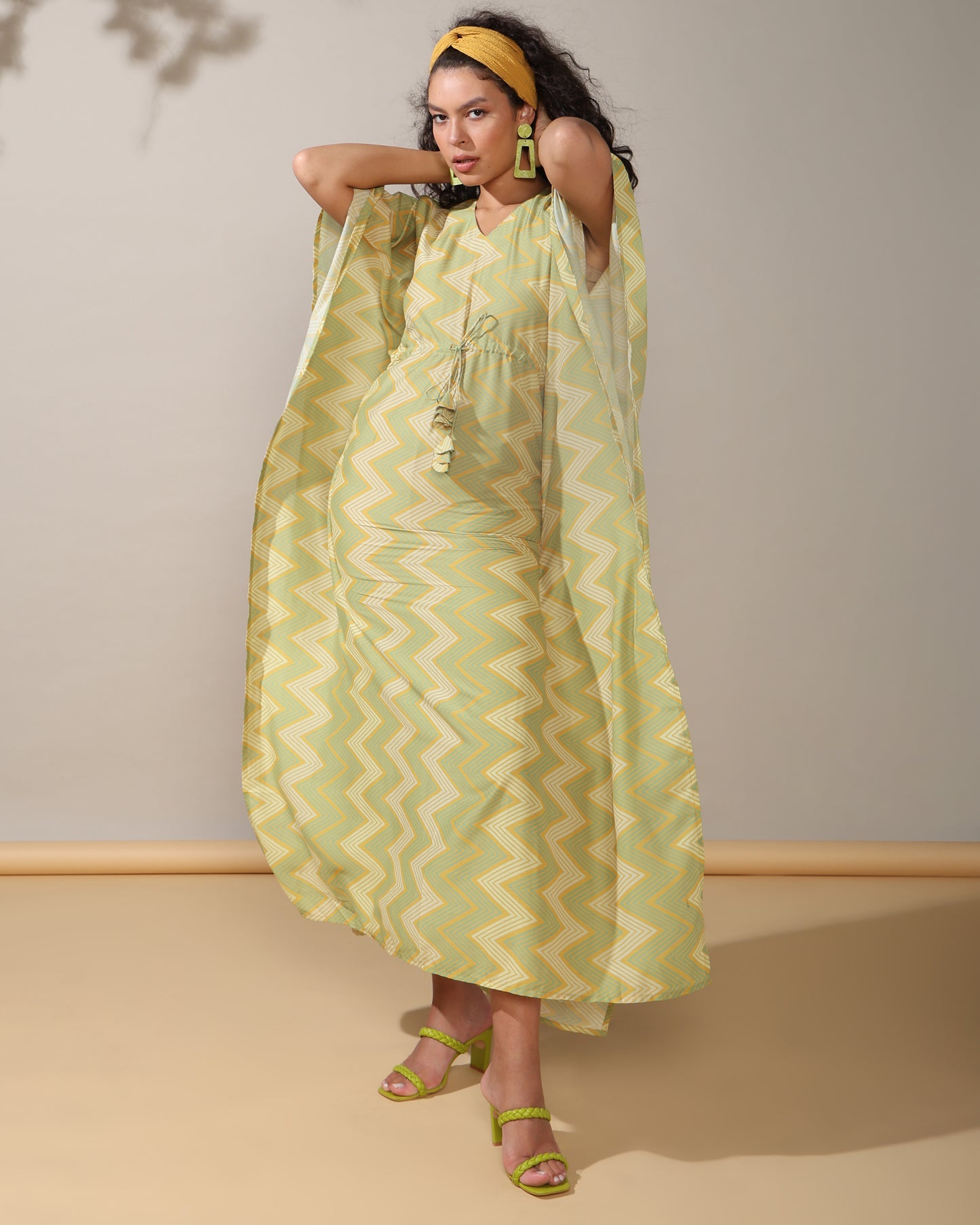 Zigzag long kaftan dress