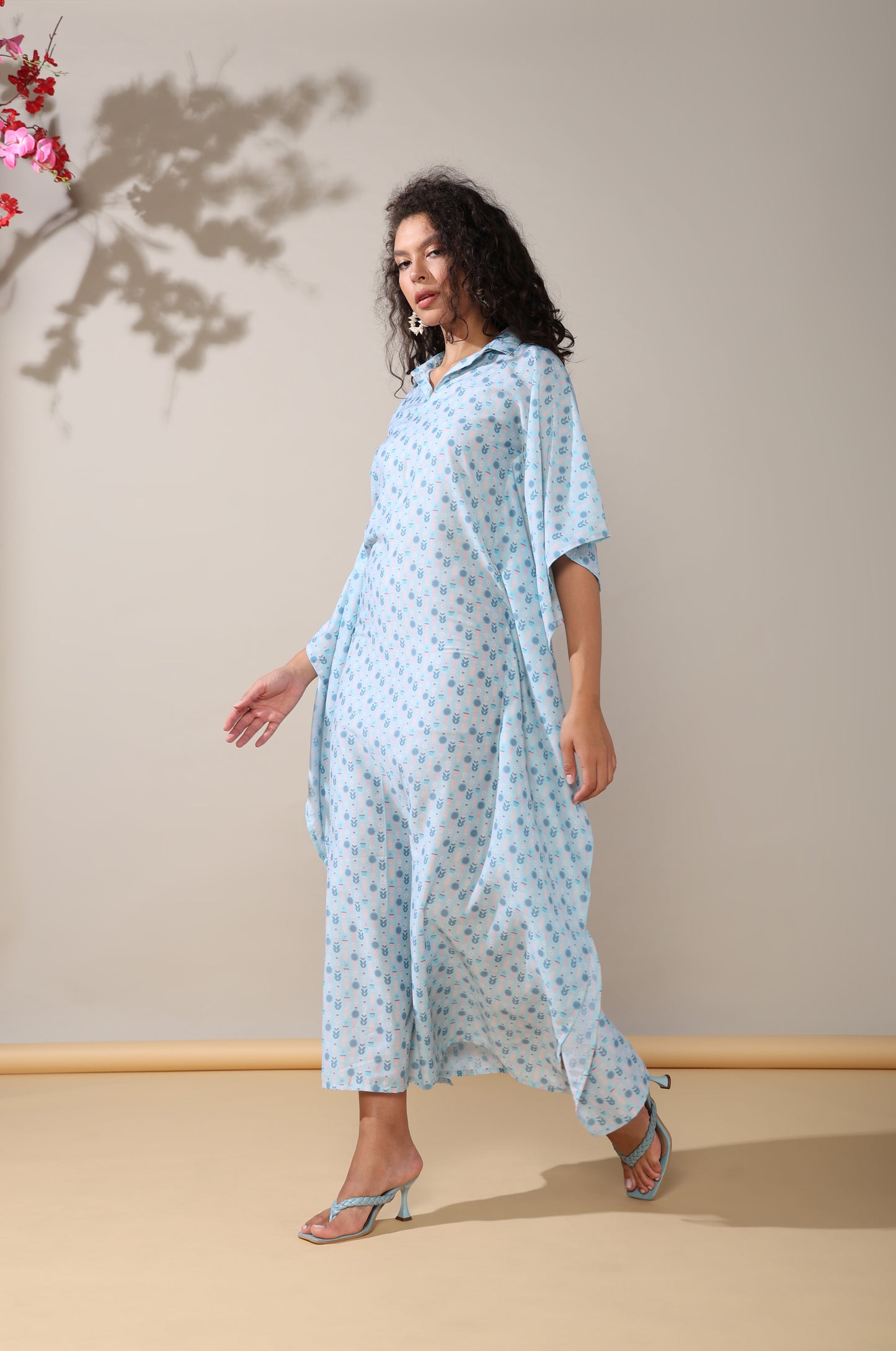 Ice blue kaftan long dress