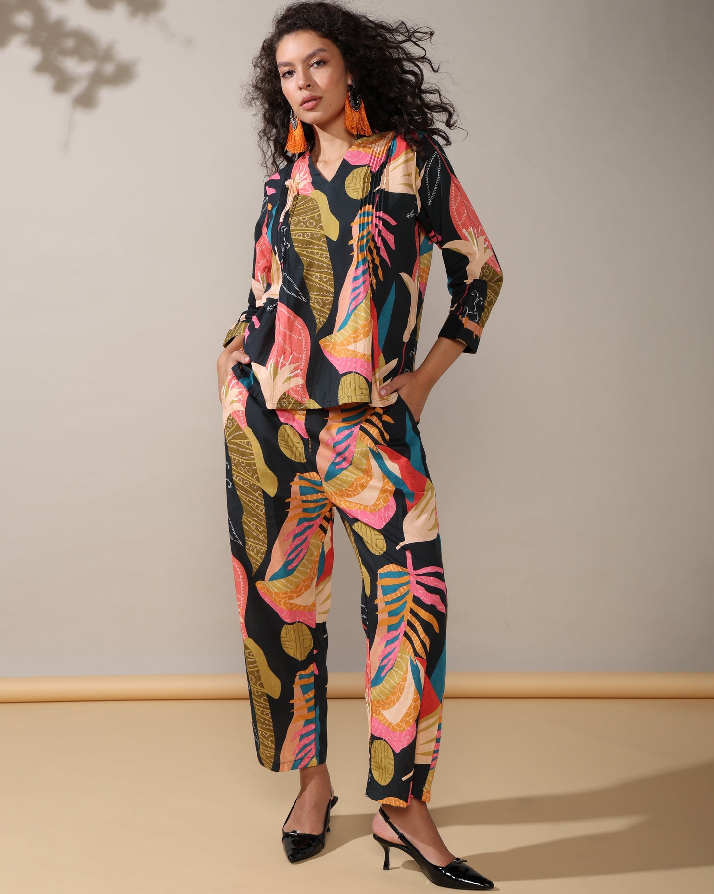 Black abstract pure cotton Coord set of 2