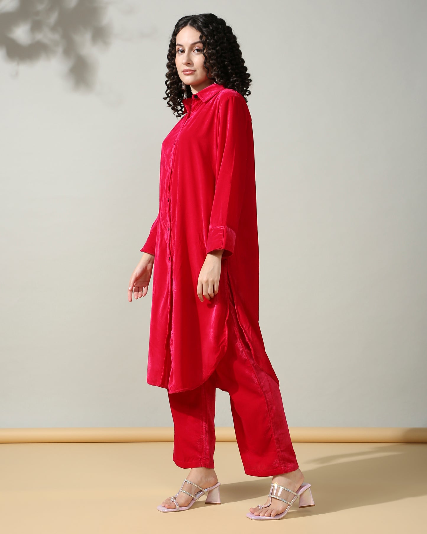 HOK ENSEMBLE - Pink Velvet Long Coord set