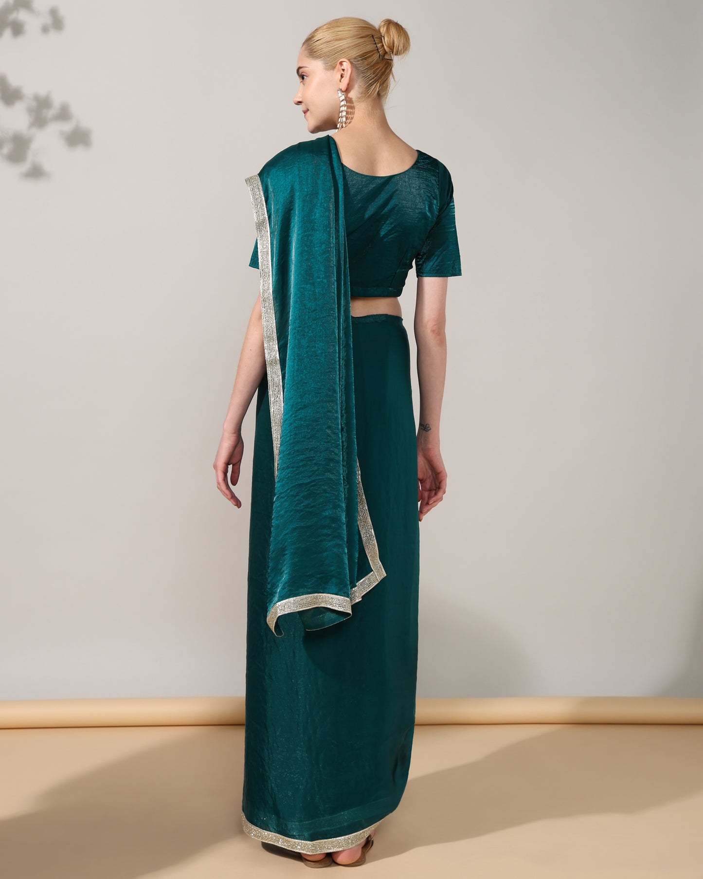 Green Tissue Silk Saree with blouse - unstitched