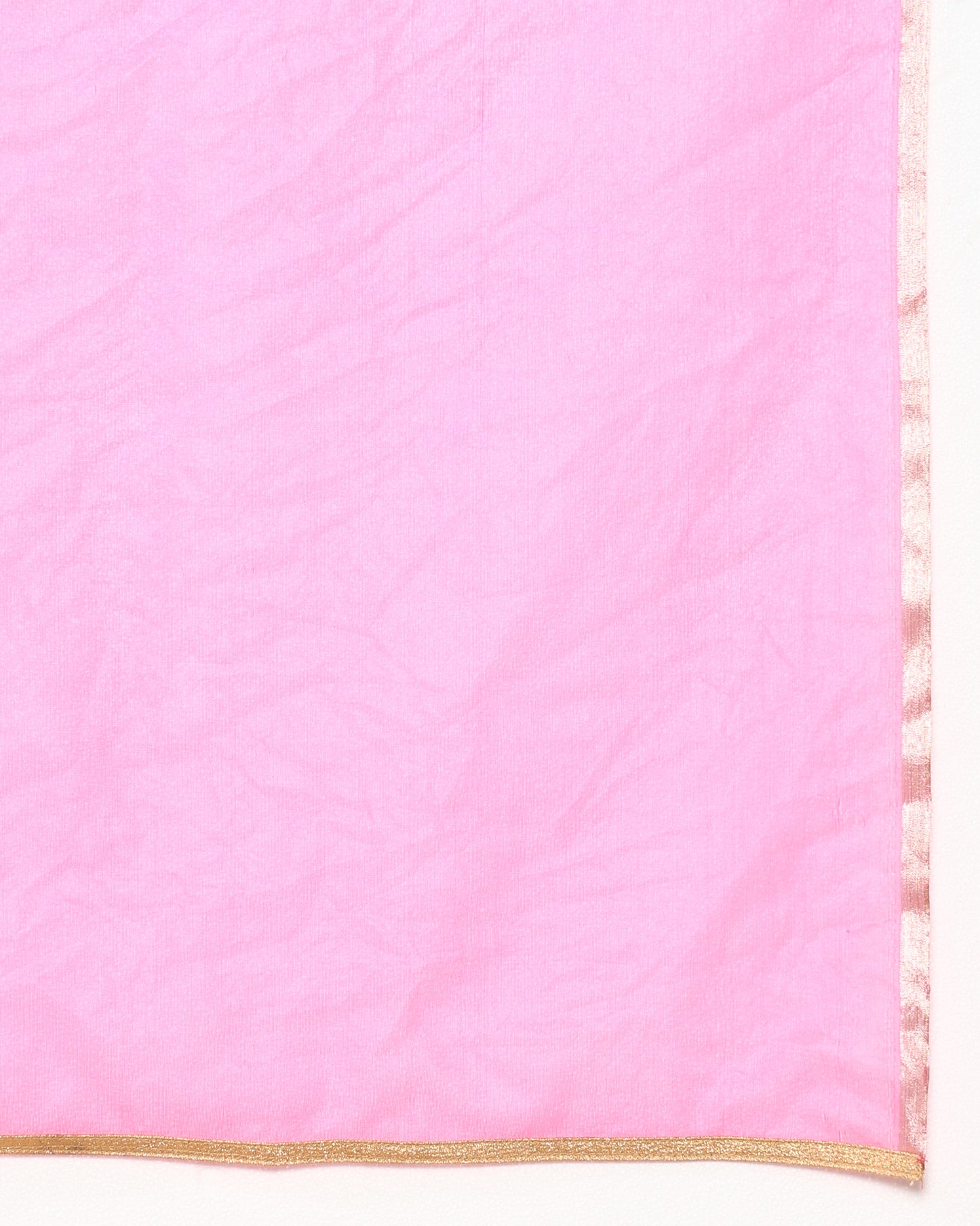 Pink golden Georgette satin suit with organza dupatta set of 3