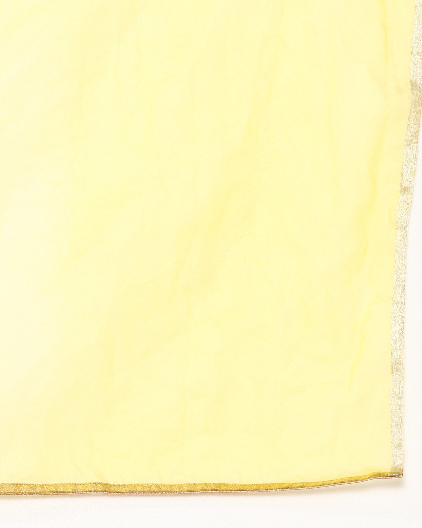 Yellow floral Georgette satin suit with organza dupatta set of 3