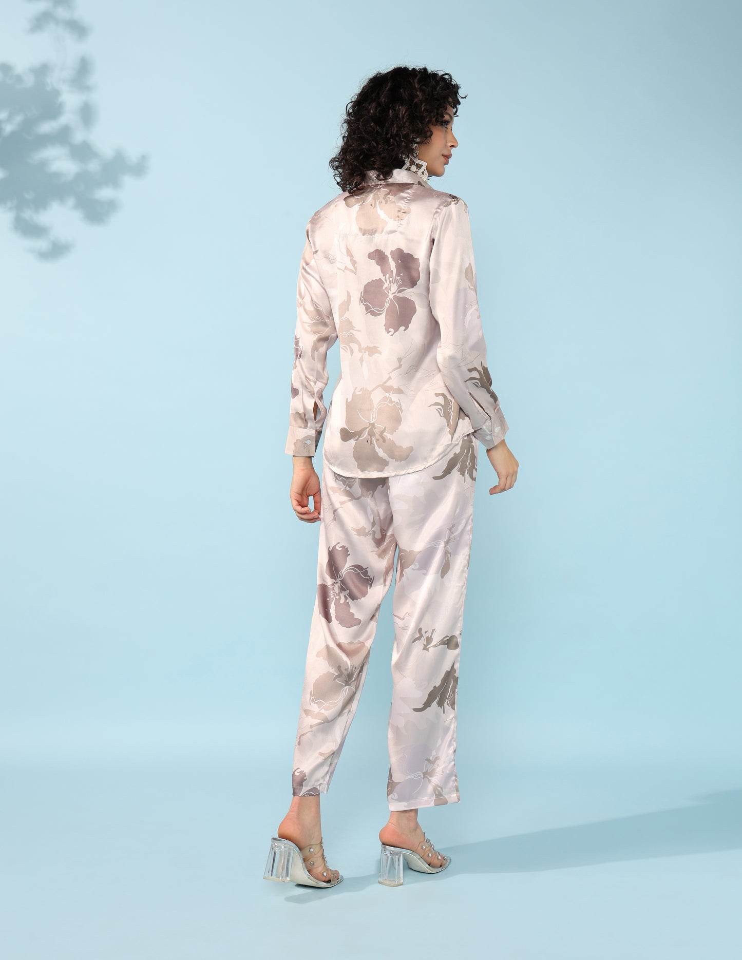 Light grey multicolour Printed Modal Co-ord Set- Set of 2