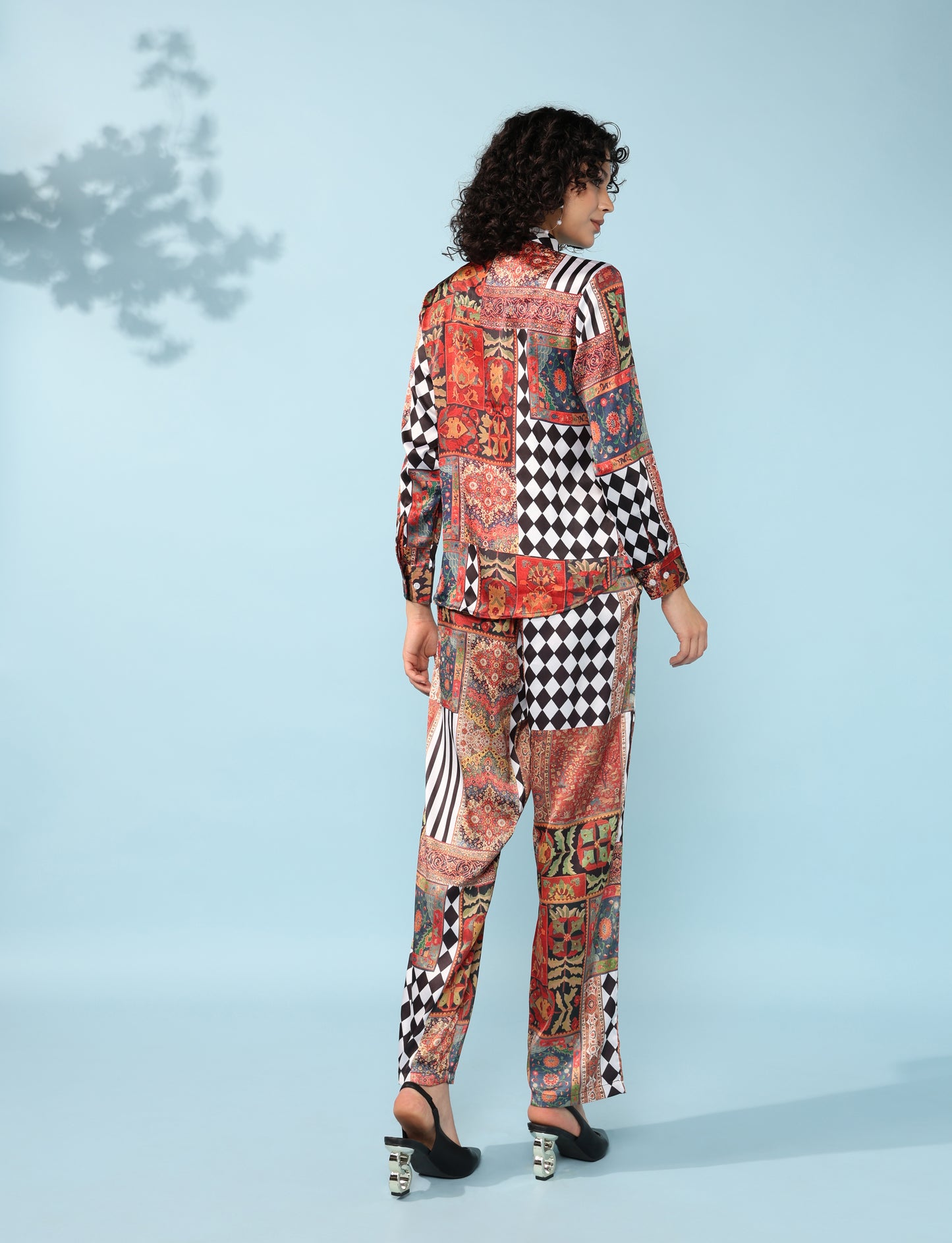 Chequered multicolour Printed Modal Co-ord Set- Set of 2