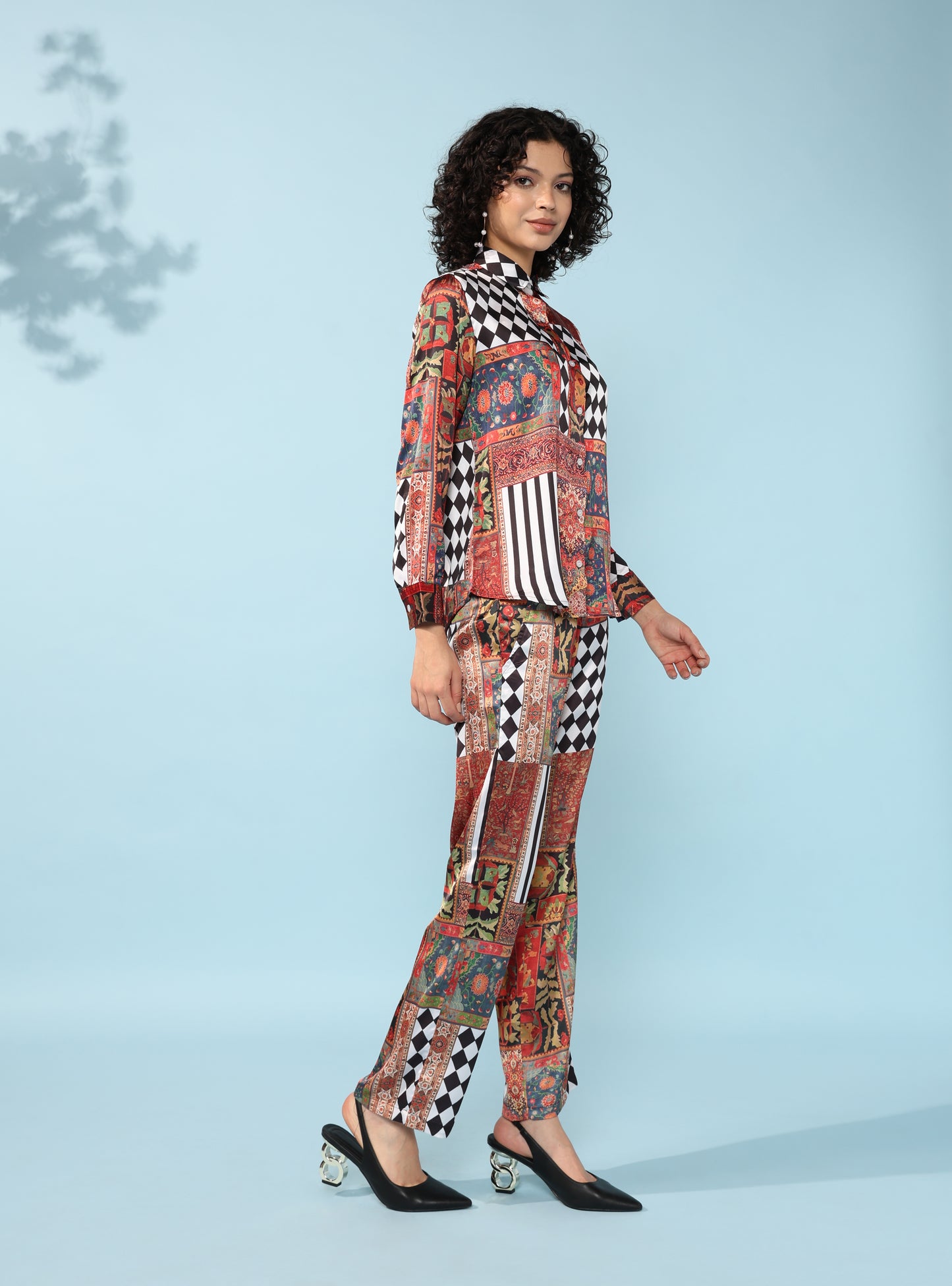Chequered multicolour Printed Modal Co-ord Set- Set of 2