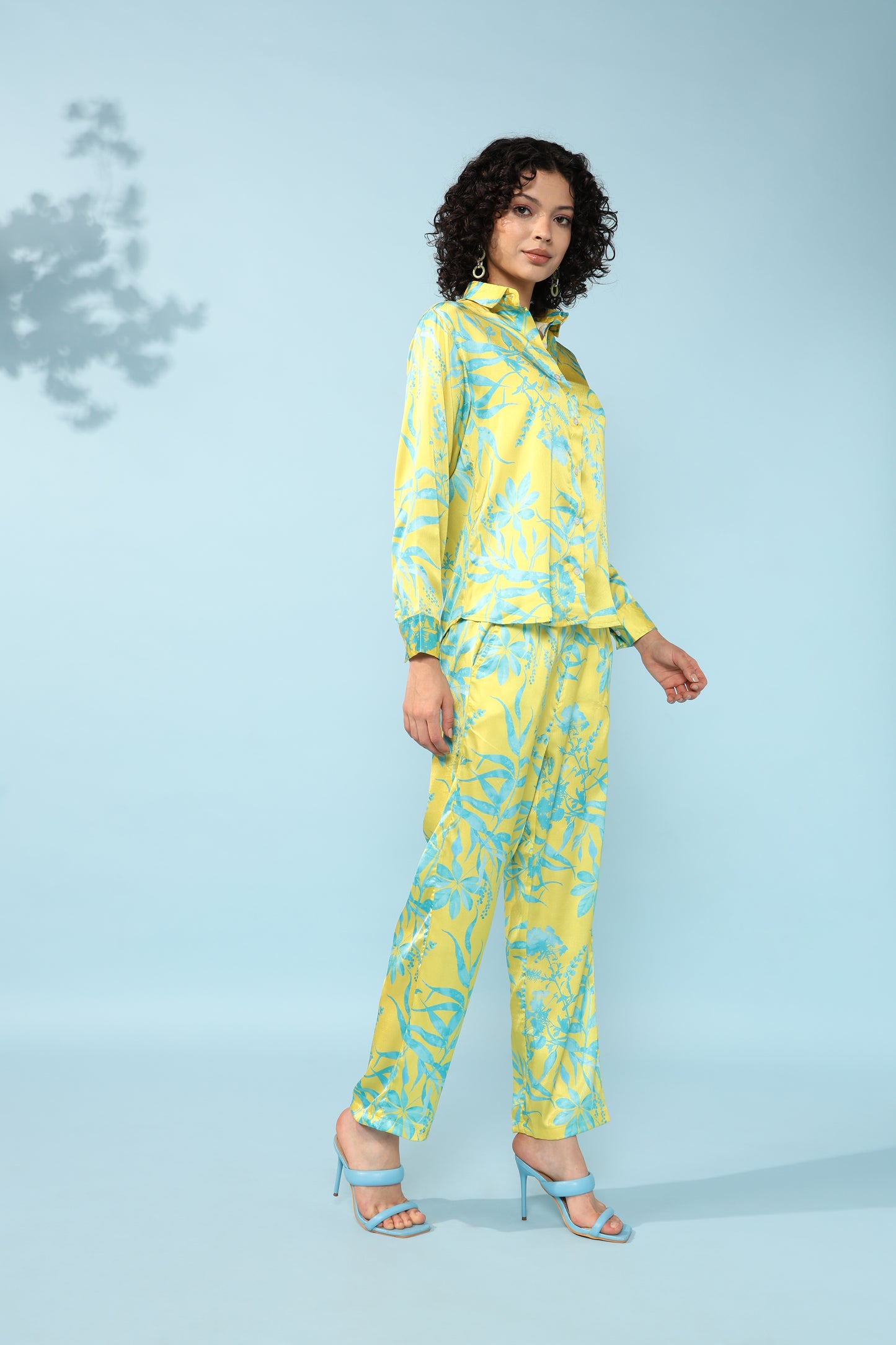 Yellow green multicolour Printed Modal Co-ord Set- Set of 2
