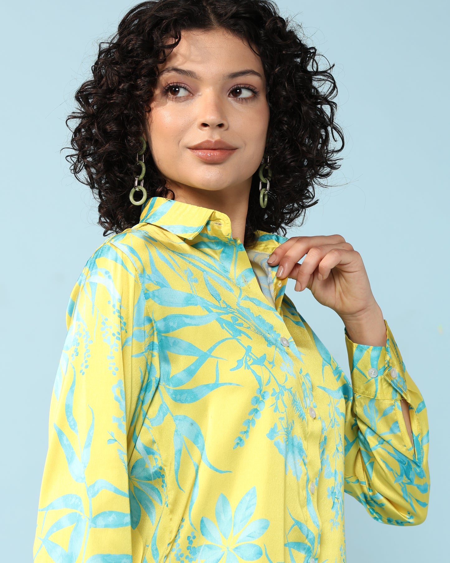 Yellow green multicolour Printed Modal Co-ord Set- Set of 2