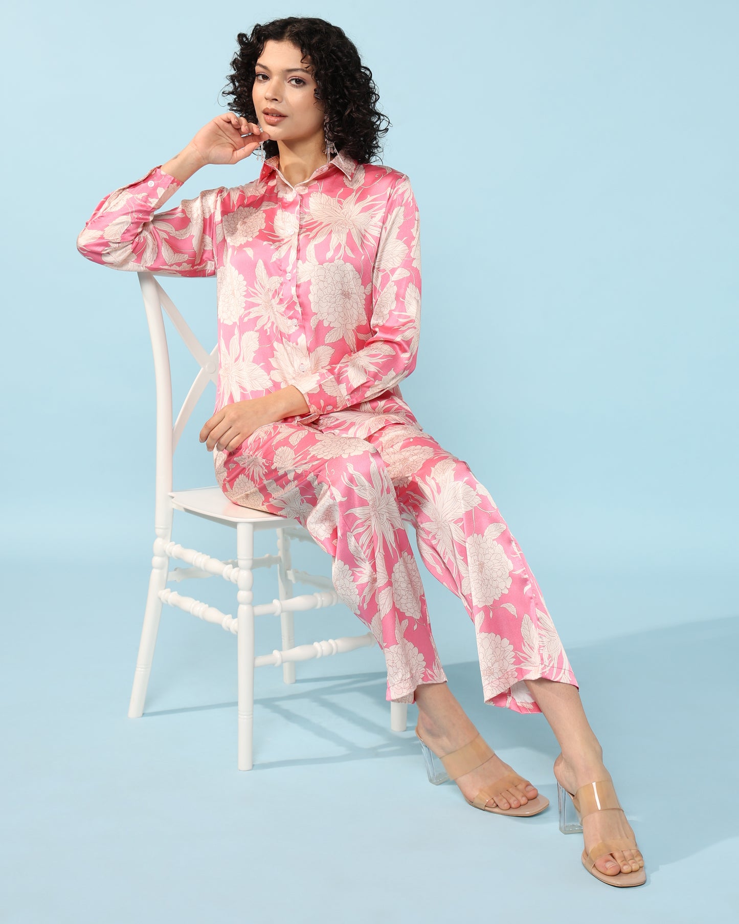 Pink multicolour Printed Modal Co-ord Set- Set of 2