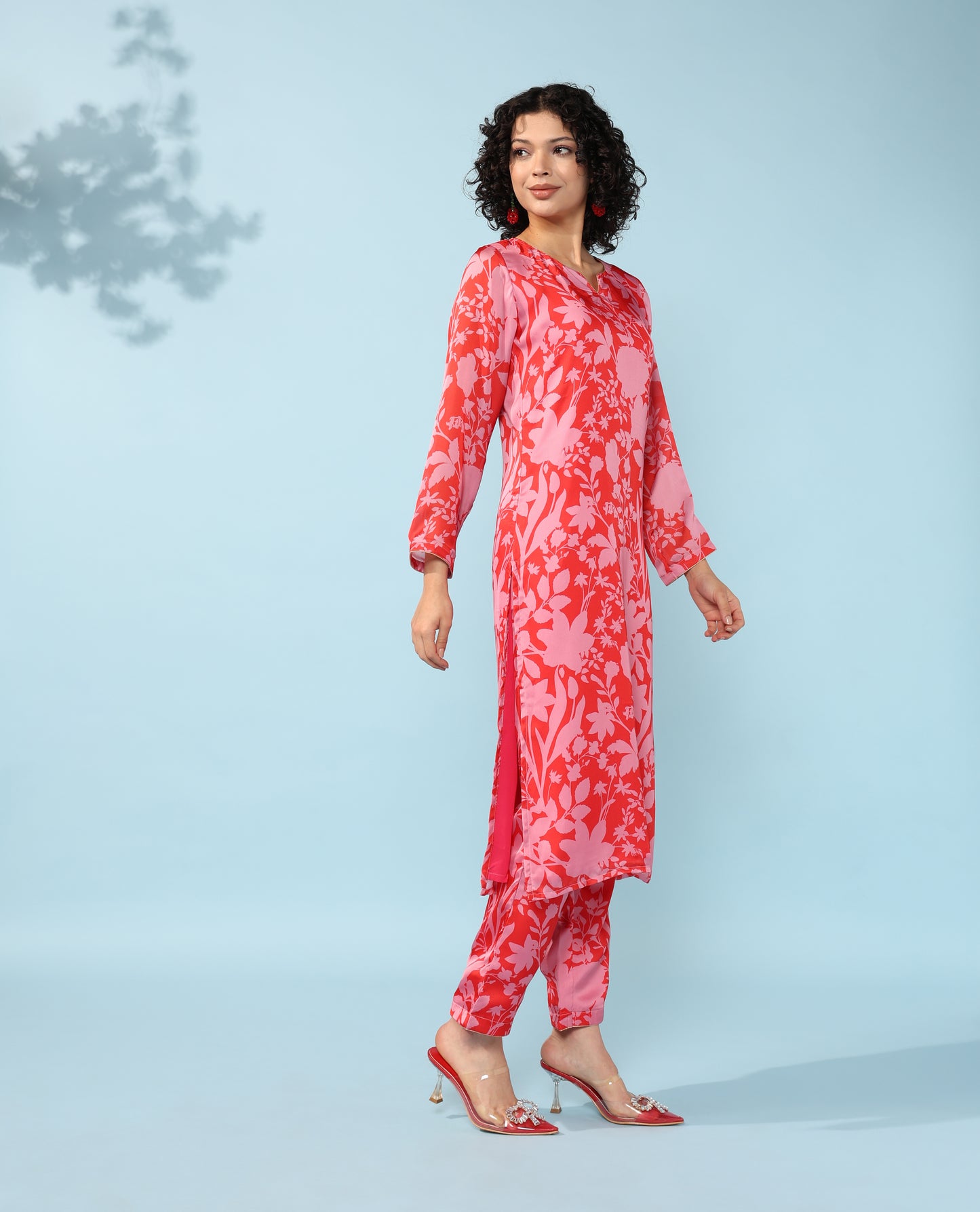 Floral multicolour Georgette suit with organza dupatta set of 3