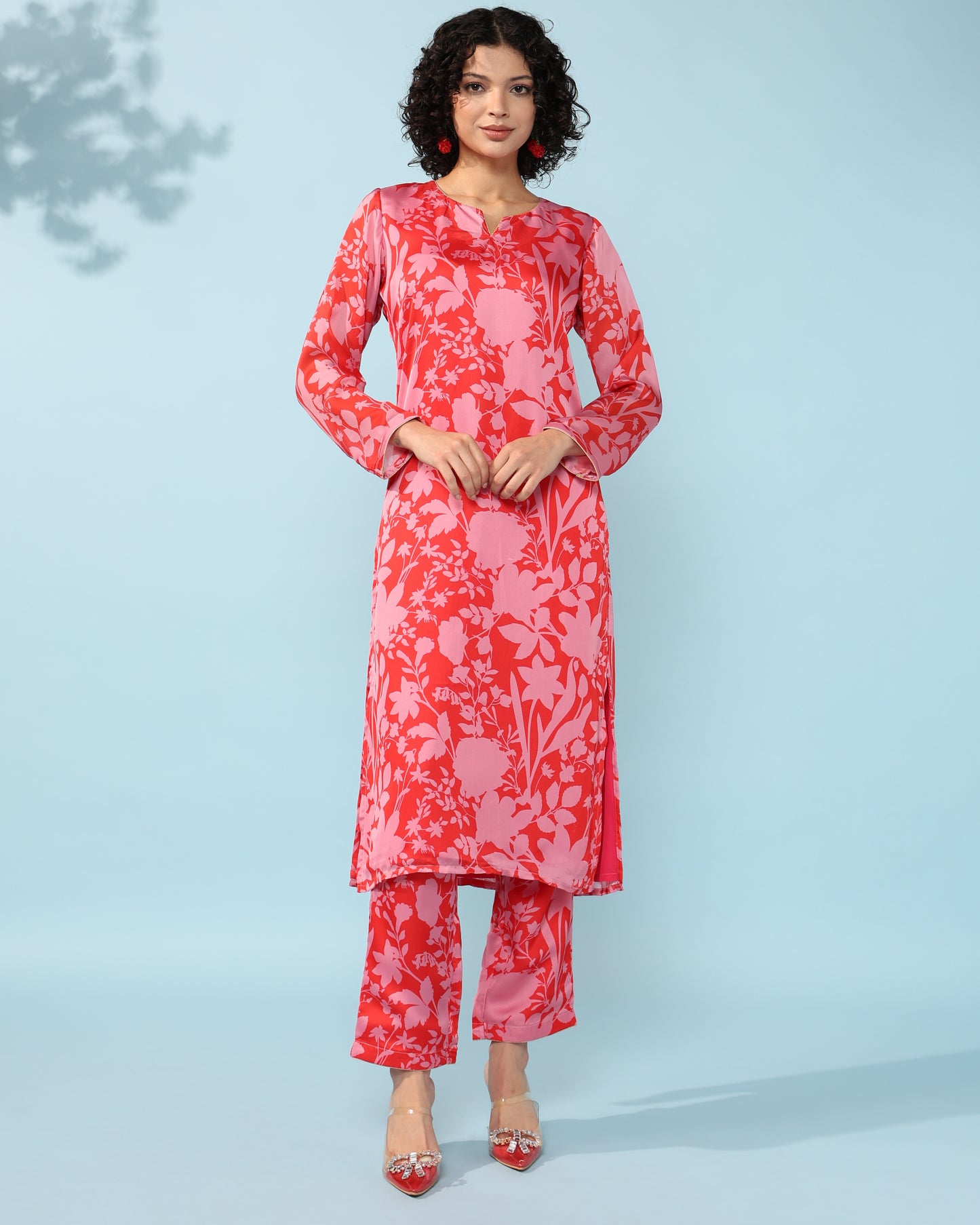 Floral multicolour Georgette suit with organza dupatta set of 3