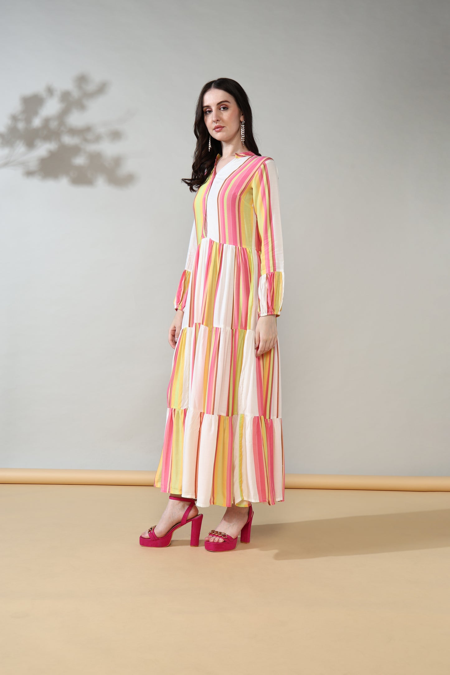 Stripes Luxe Pure Muslin Lounge Dress