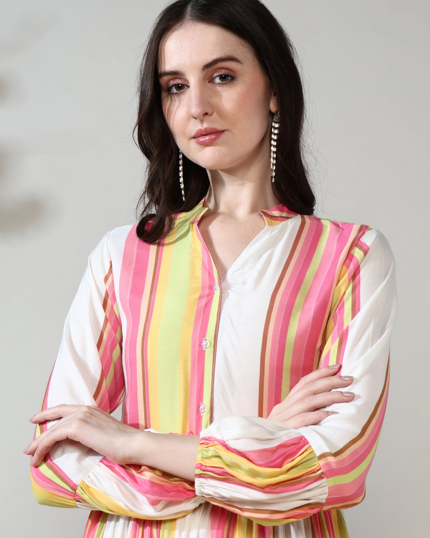 Stripes Luxe Pure Muslin Lounge Dress