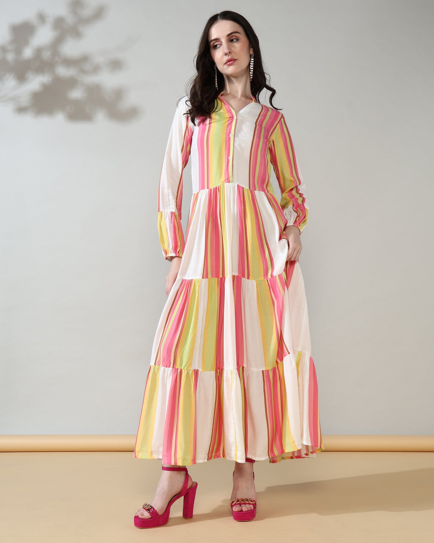 Stripes Luxe Pure Muslin Lounge Dress