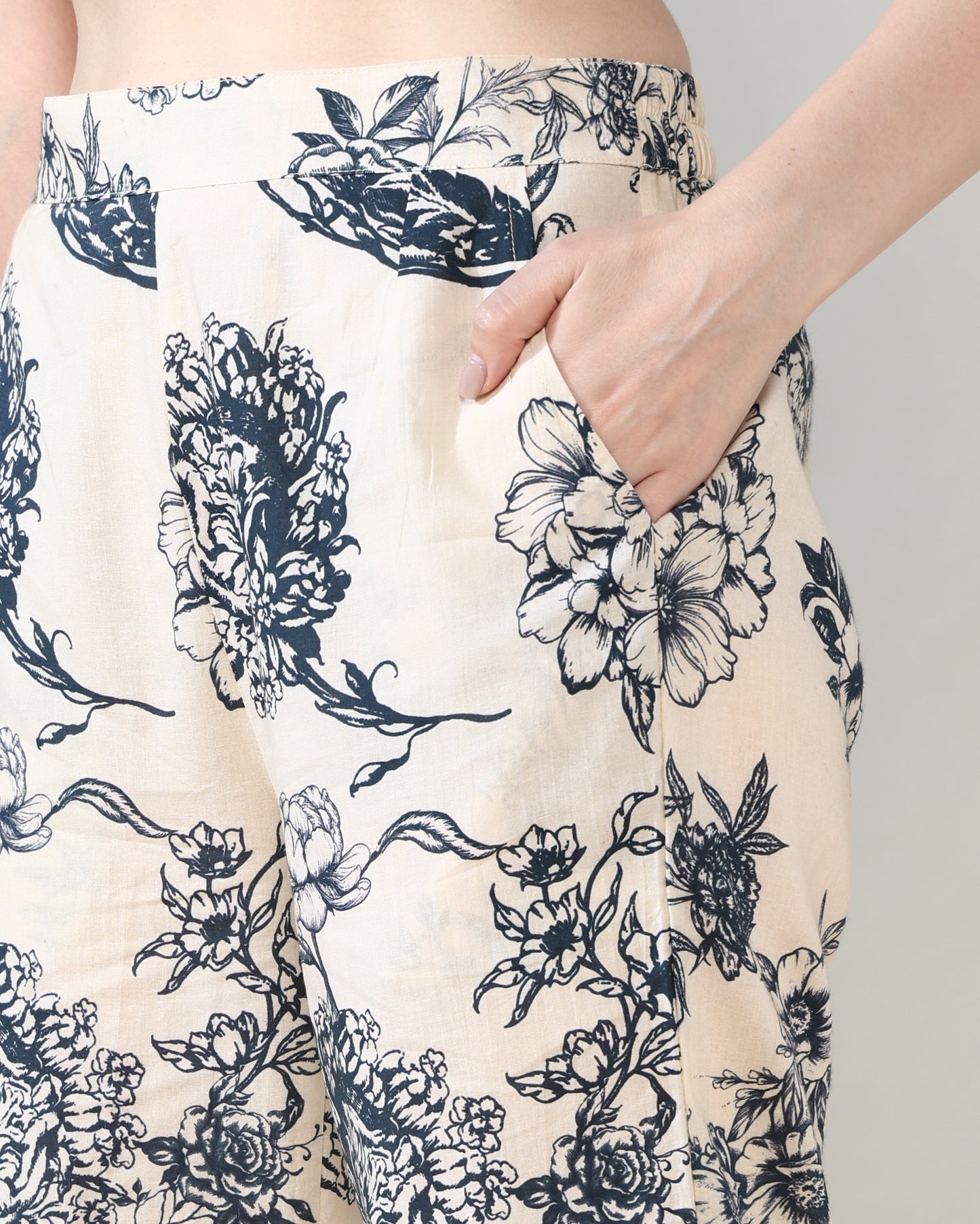 Luxe blue flower Drift Pure Cotton Suit set of 2