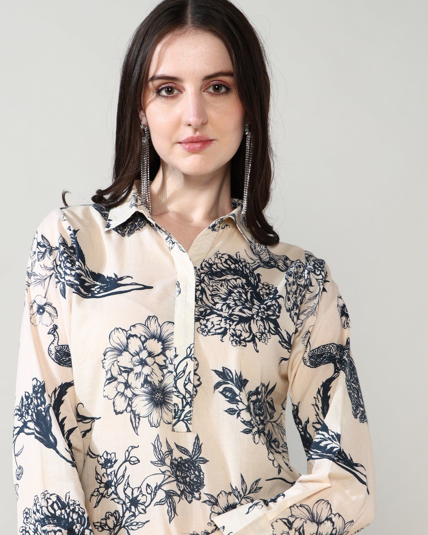 Luxe blue flower Drift Pure Cotton Suit set of 2