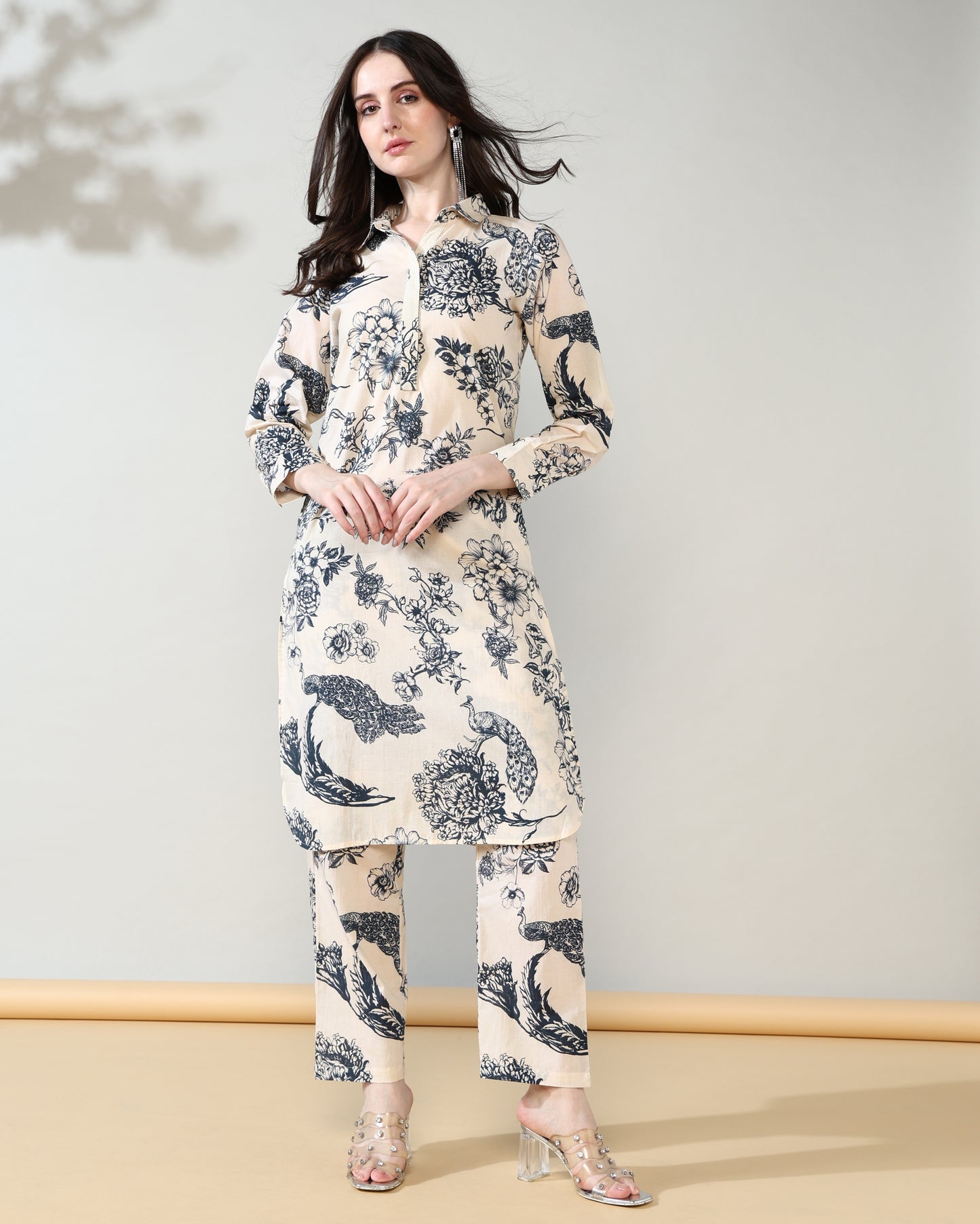Luxe blue flower Drift Pure Cotton Suit set of 2