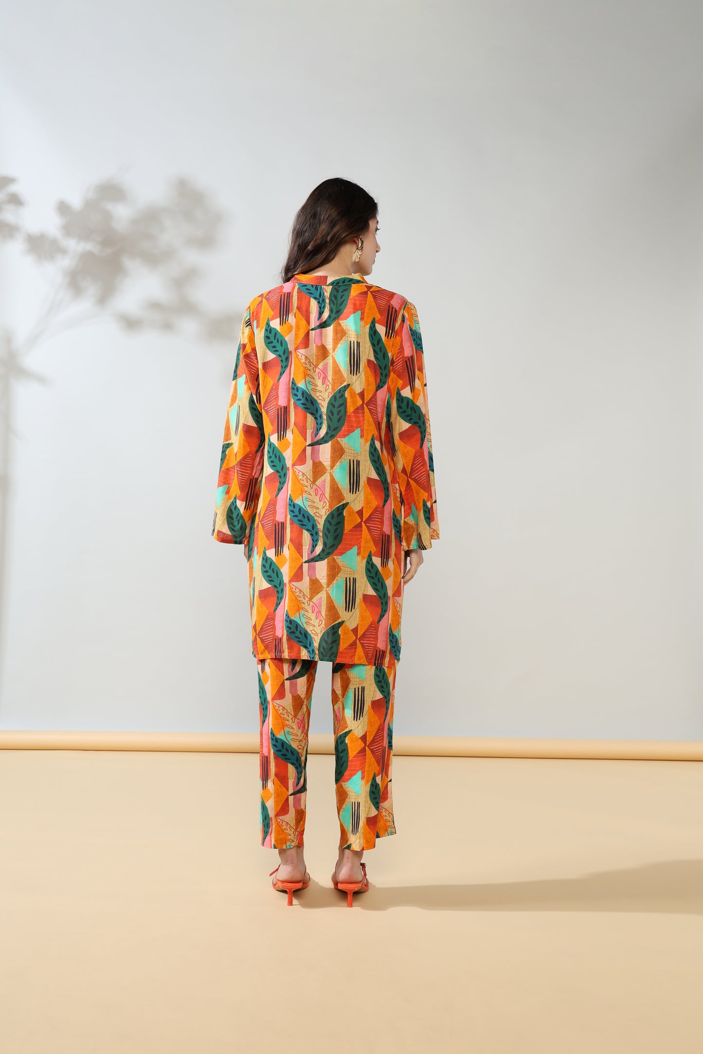 Orange ethnic Pure Muslin Suit Set of 2