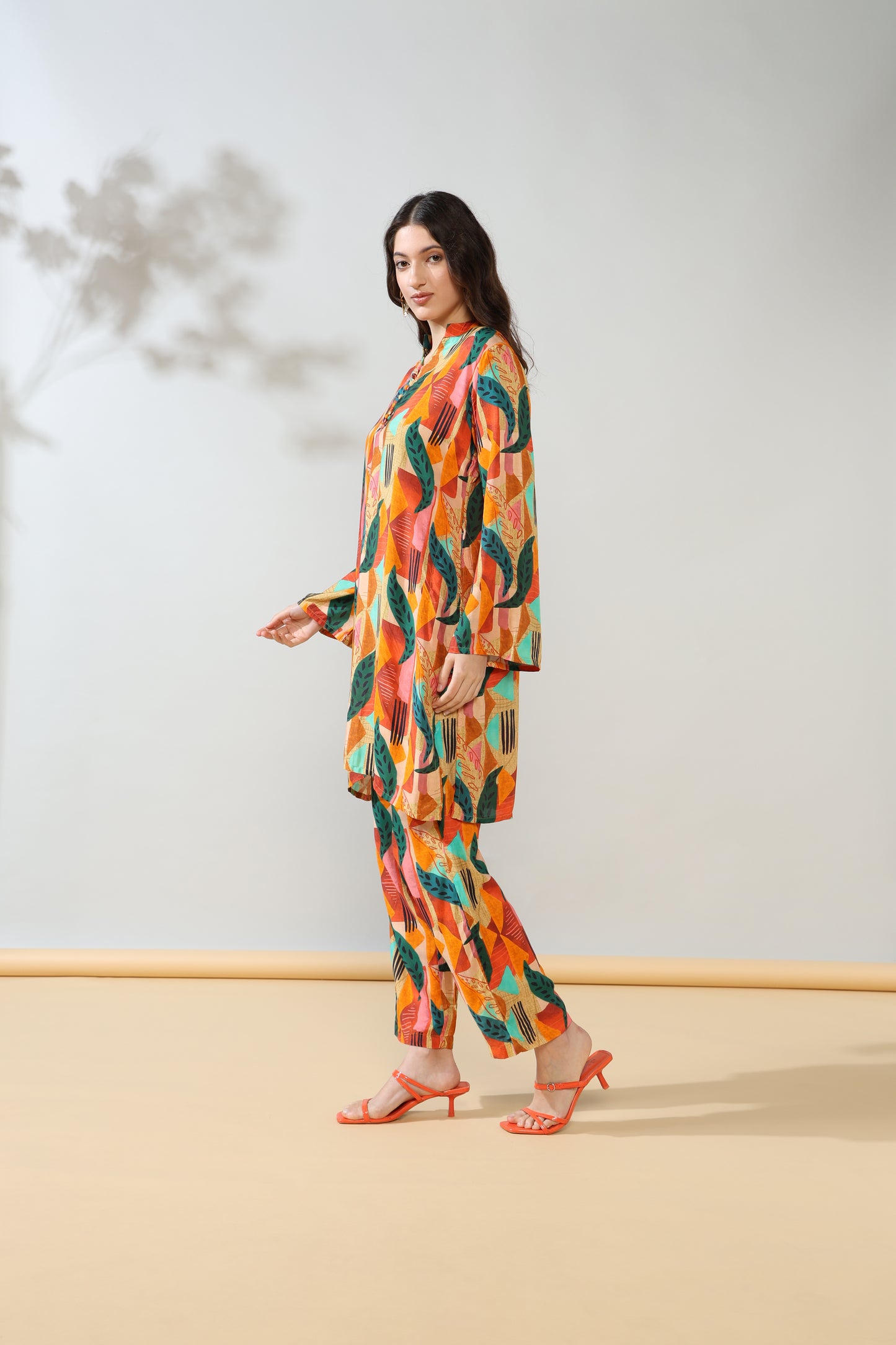 Orange ethnic Pure Muslin Suit Set of 2