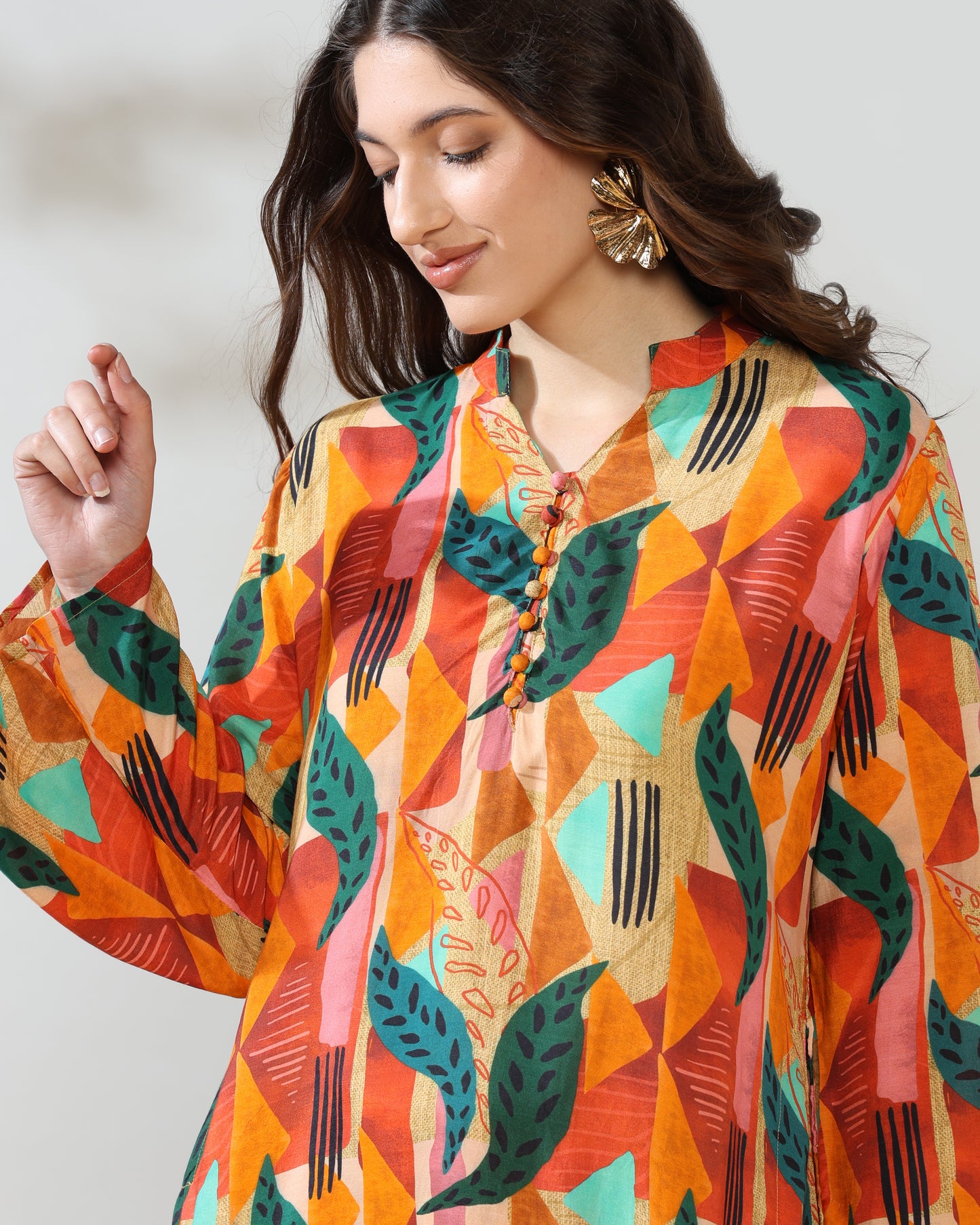 Orange ethnic Pure Muslin Suit Set of 2