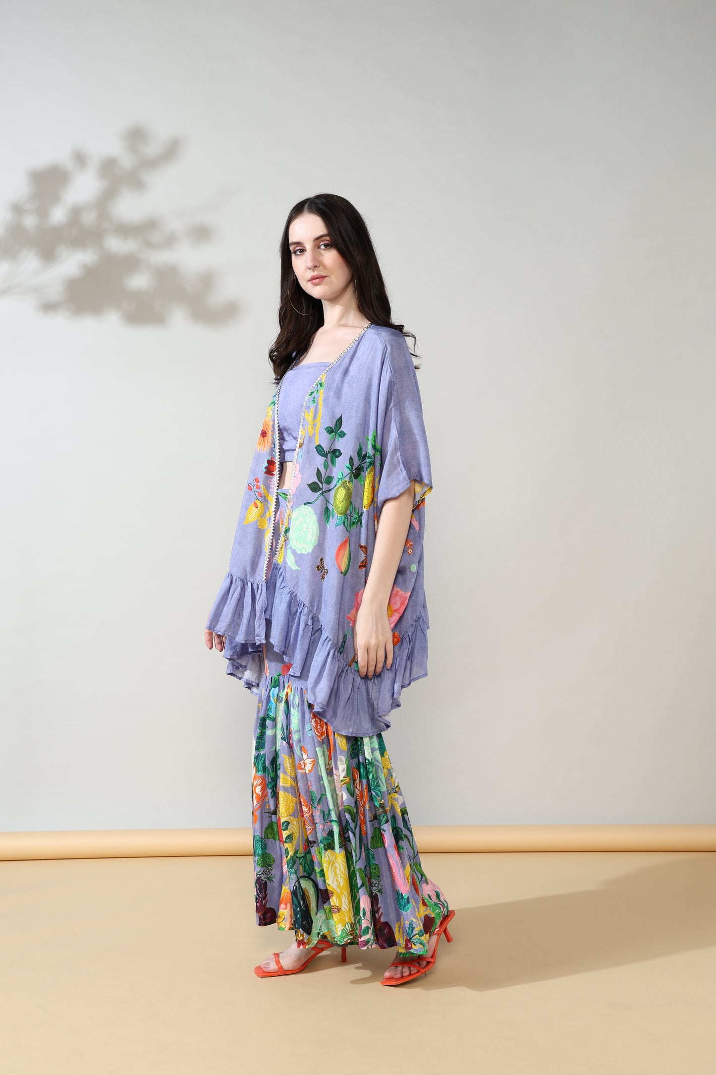 Lavender Chic Pure Muslin Sharara set of 3