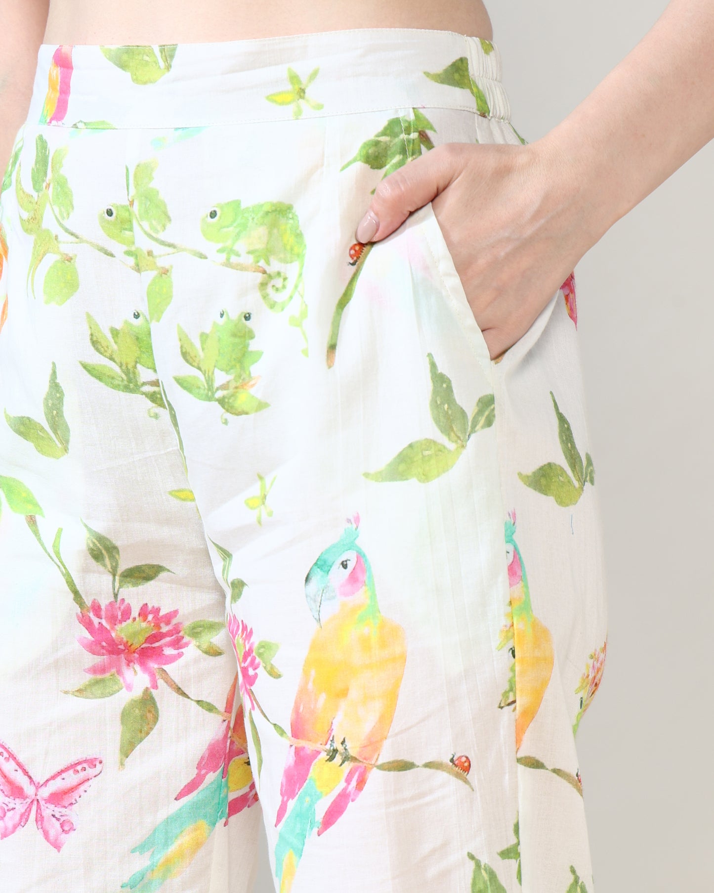 Cream peach floral Pure Cotton Suit Set of 2