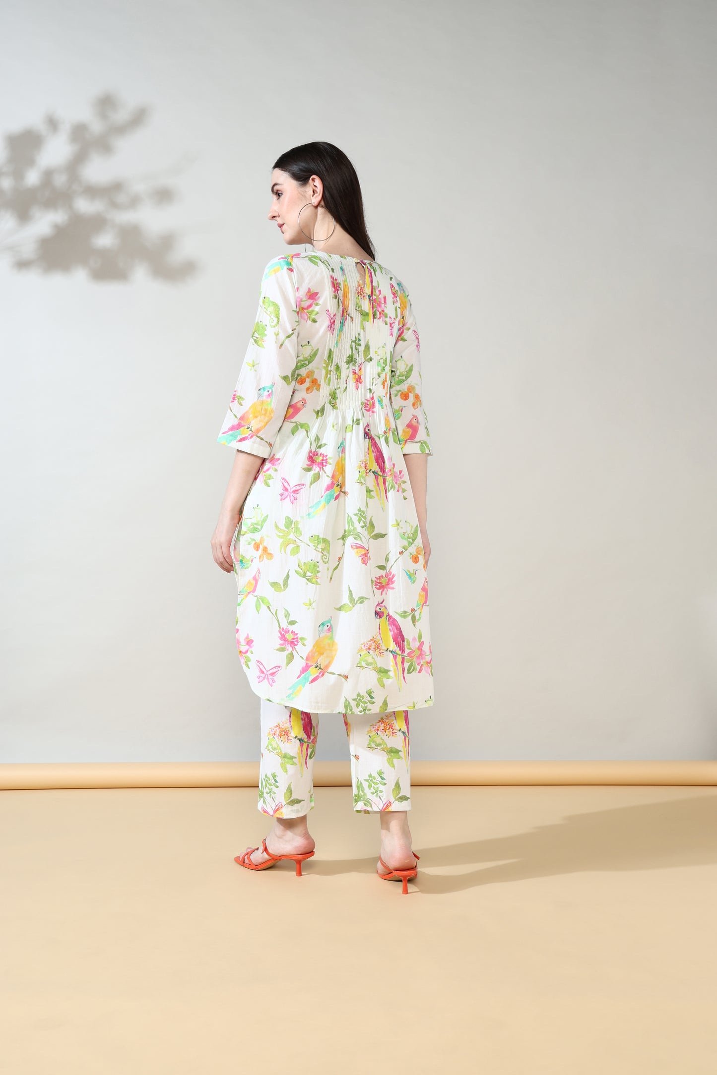 Cream peach floral Pure Cotton Suit Set of 2